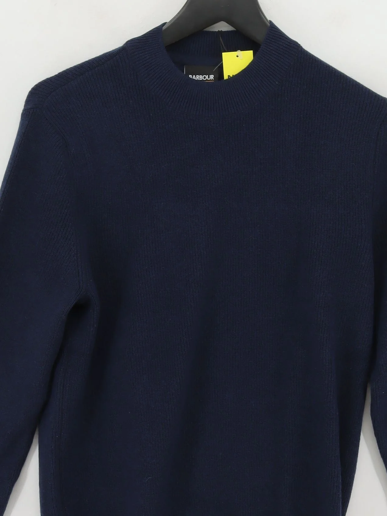 Barbour Men's Jumper S Blue Wool with Cotton Round Neck Pullover New with tags - Image 3
