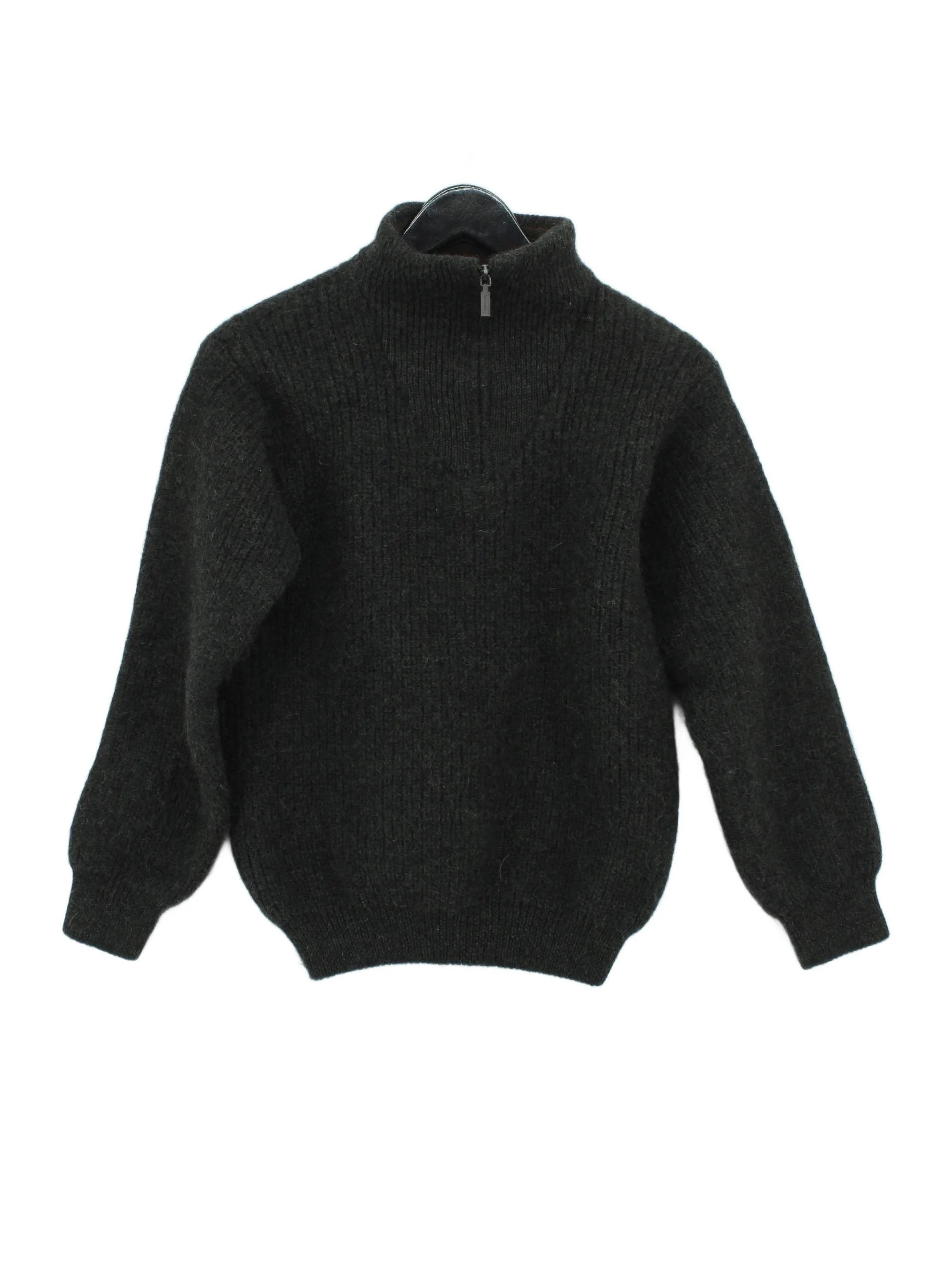 Barbour Men's Jumper S Green 100% Wool High Neck Pullover