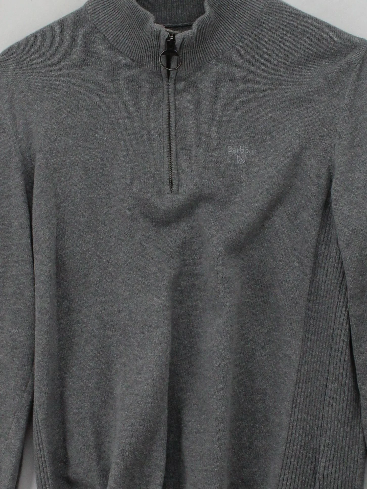 Barbour Men's Jumper S Grey 100% Cotton Mock Neck Pullover - Image 3