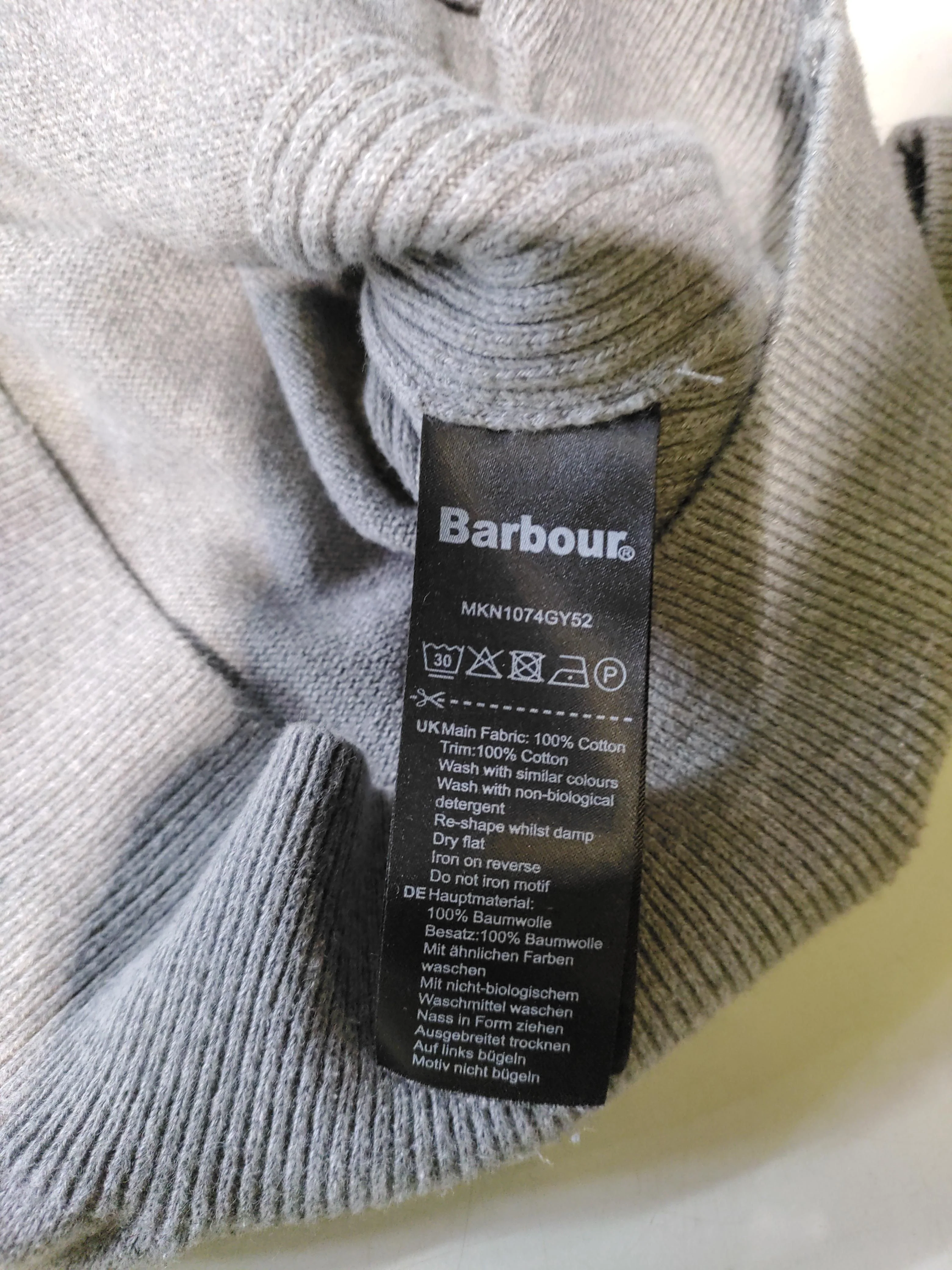 Barbour Men's Jumper S Grey 100% Cotton Mock Neck Pullover - Image 6