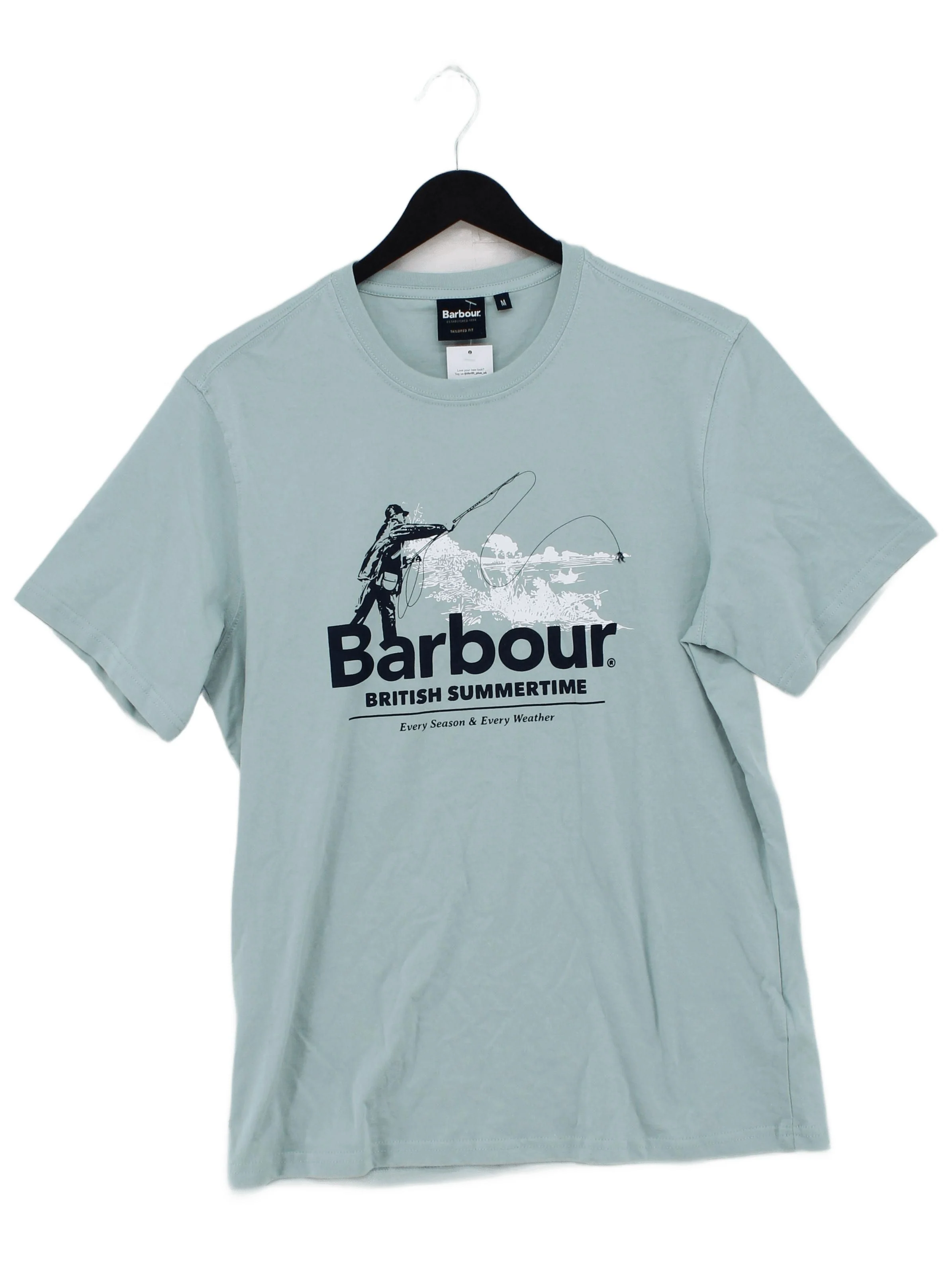 Barbour Men's T-Shirt M Green Graphic 100% Cotton Basic
