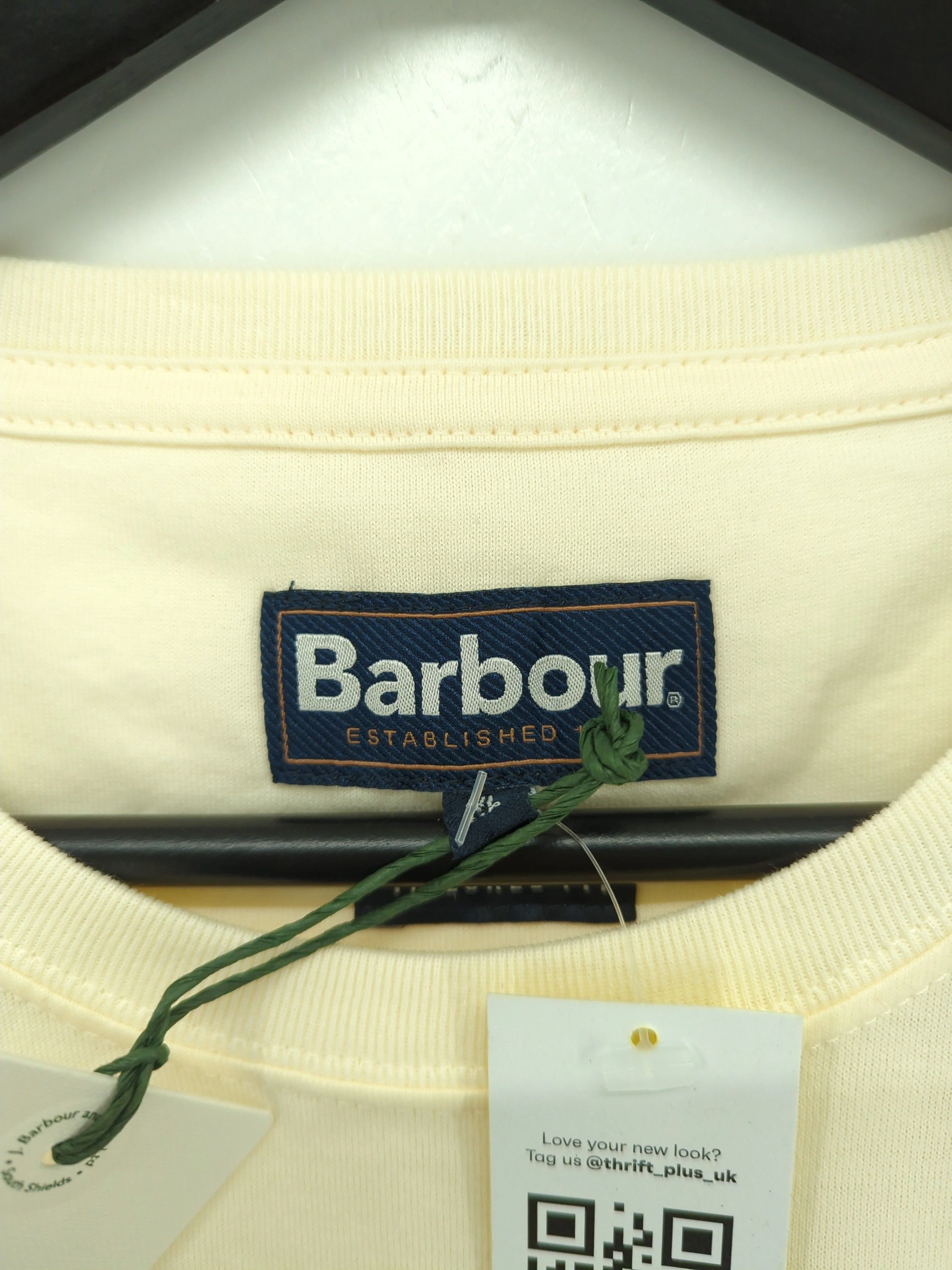 Barbour Men's T-Shirt XL Cream 100% Cotton Basic New with tags - Image 5