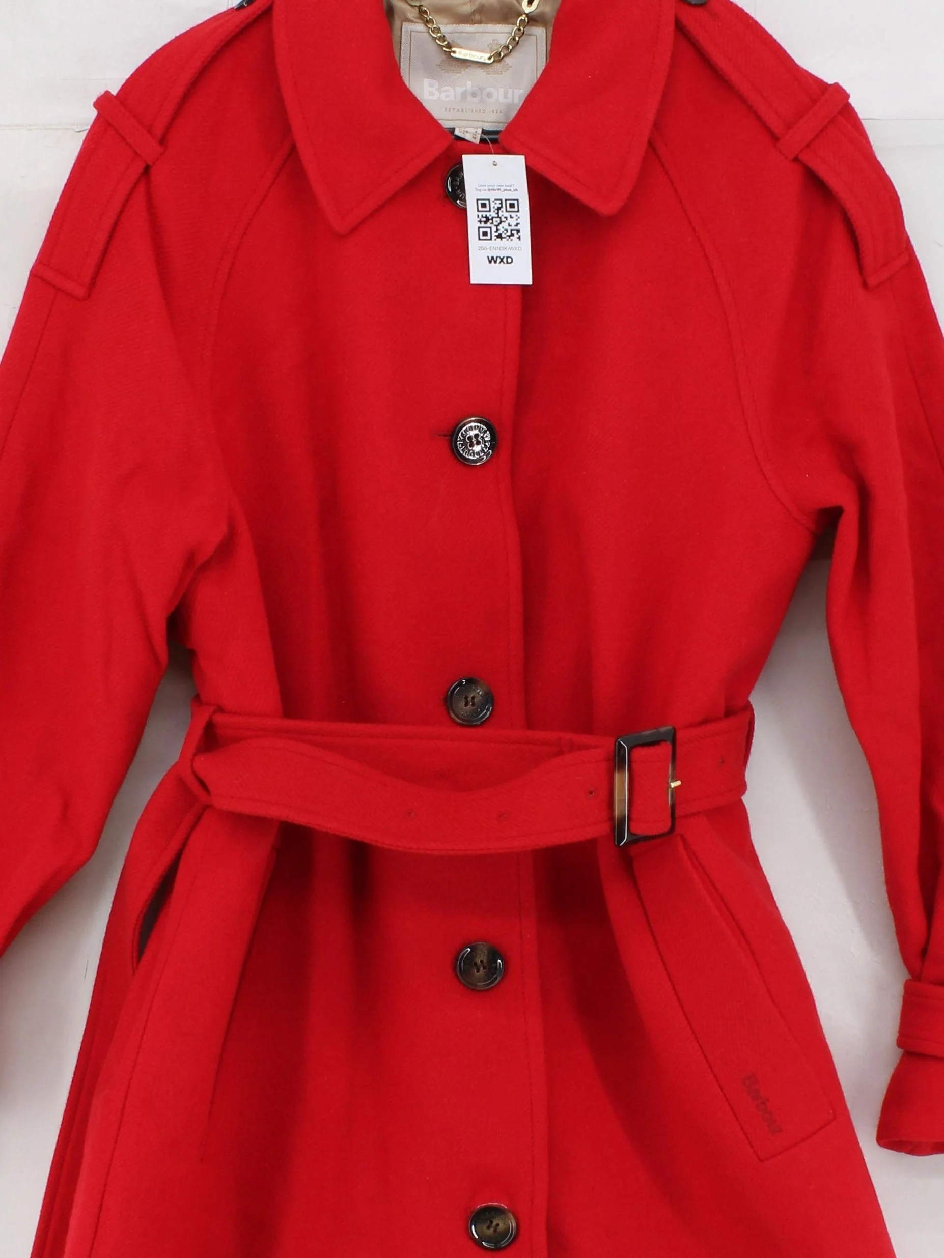 Barbour Women's Coat UK 8 Red Wool with Polyamide, Acrylic Trench Coat - Image 3