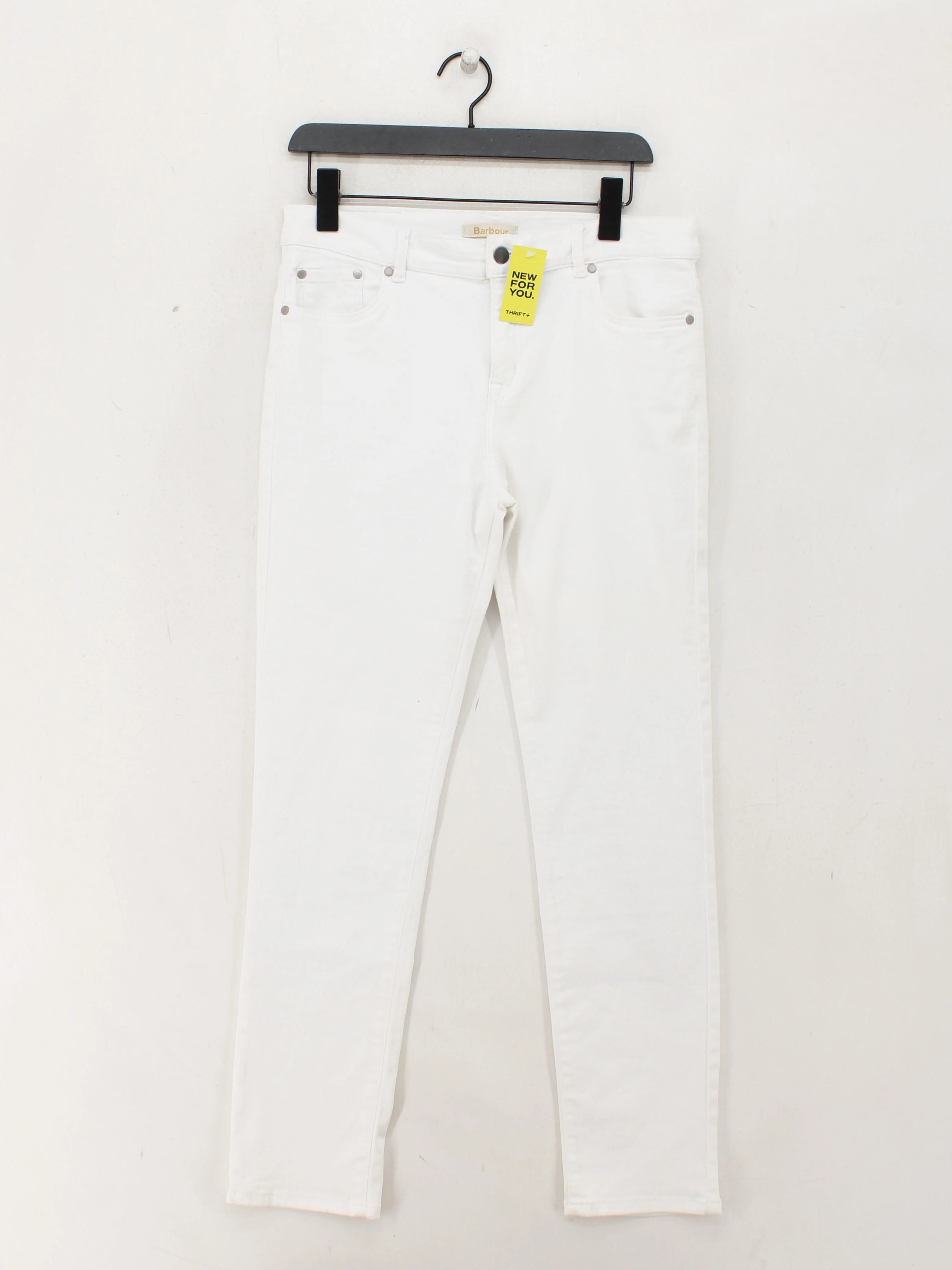 Barbour Women's Jeans UK 16 White Cotton with Polyester, Elastane Straight - Image 2