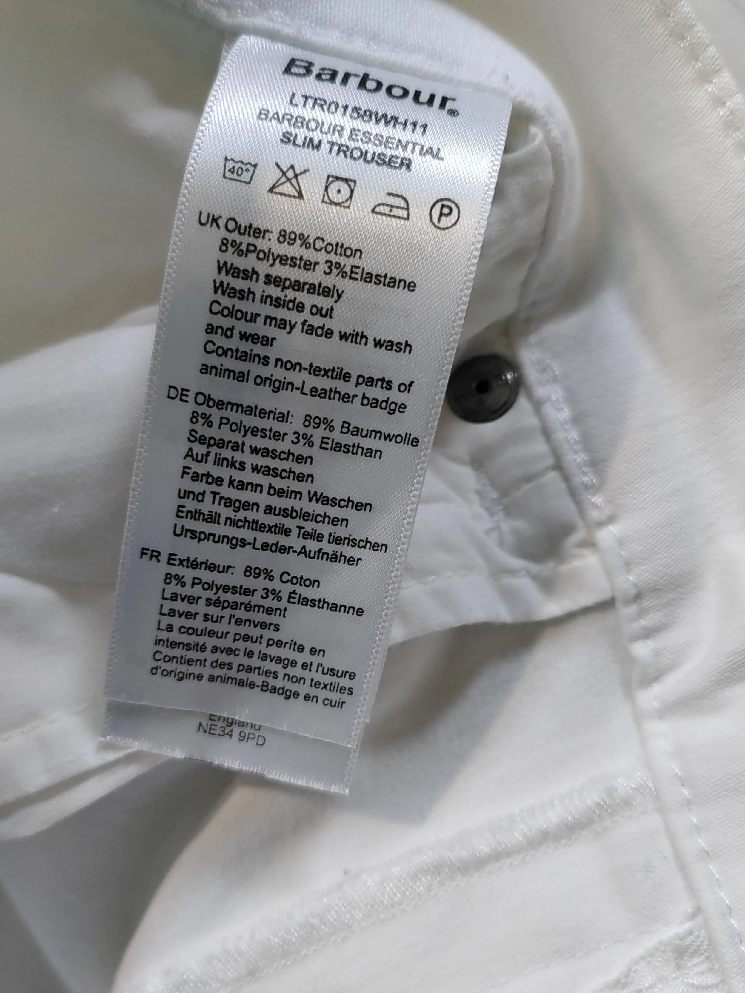 Barbour Women's Jeans UK 16 White Cotton with Polyester, Elastane Straight - Image 6