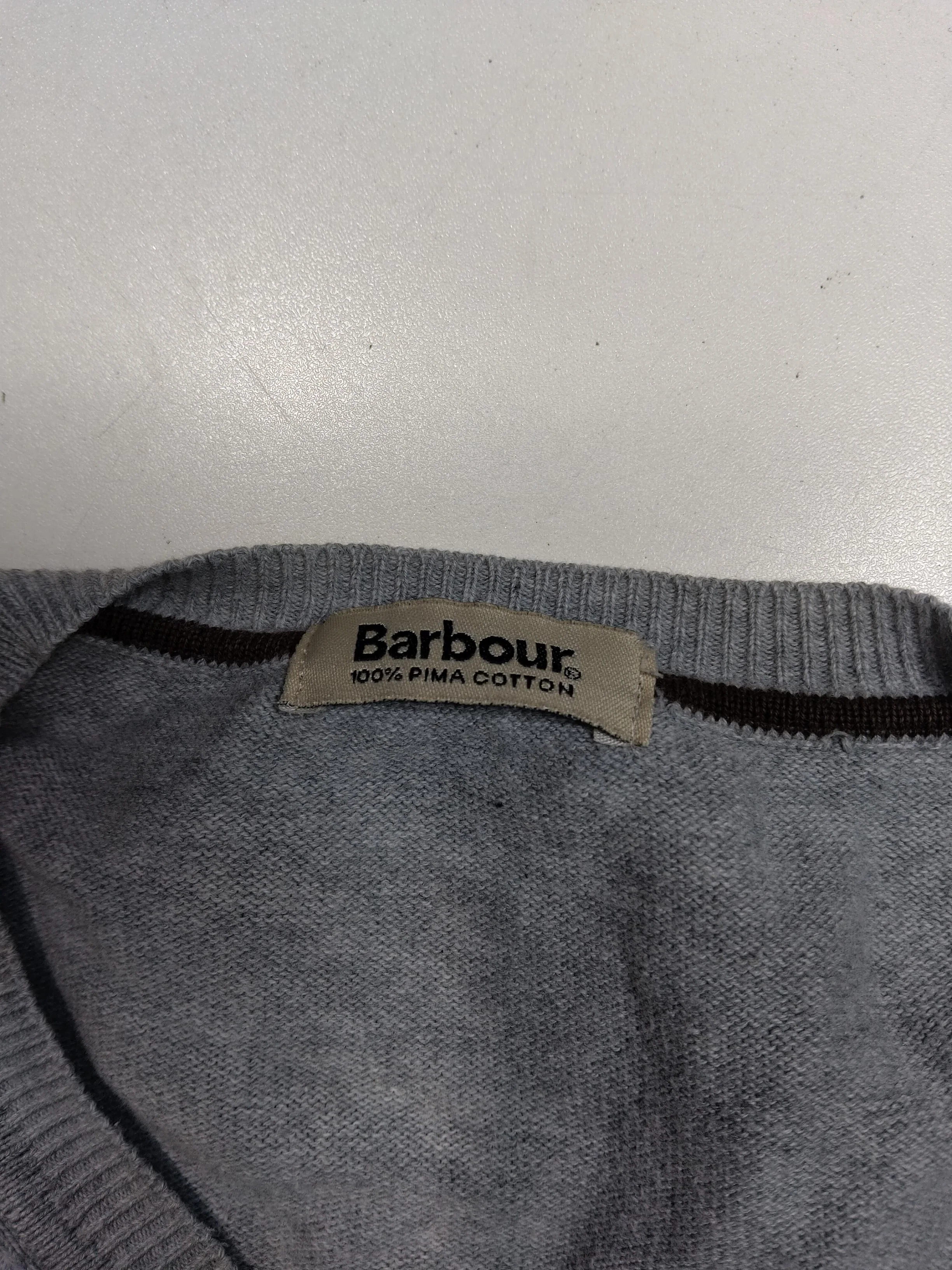 Barbour Women's Jumper UK 10 Grey 100% Cotton V-Neck Pullover - Image 5