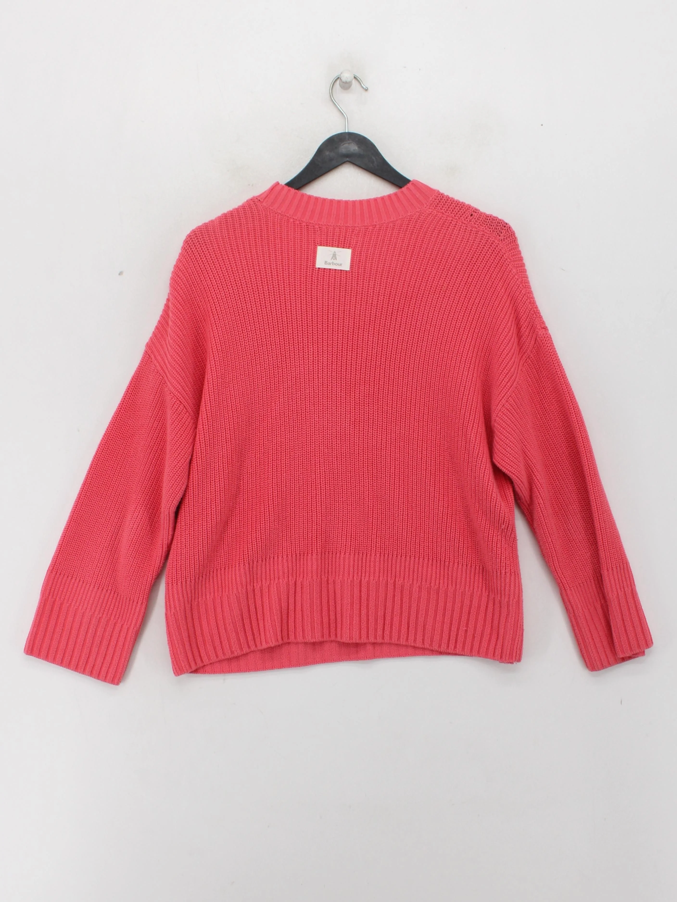 Barbour Women's Jumper UK 10 Pink 100% Cotton Crew Neck Pullover - Image 2