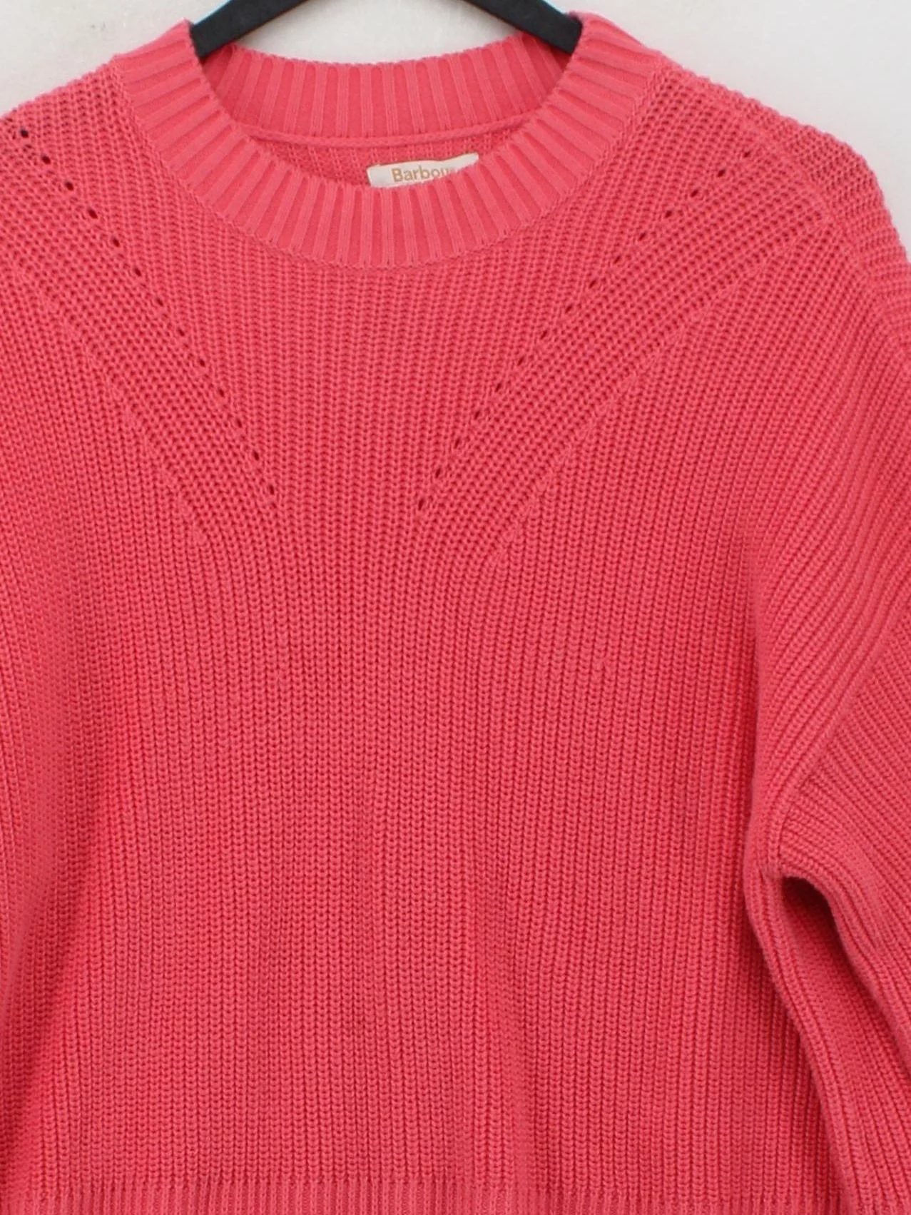 Barbour Women's Jumper UK 10 Pink 100% Cotton Crew Neck Pullover - Image 3