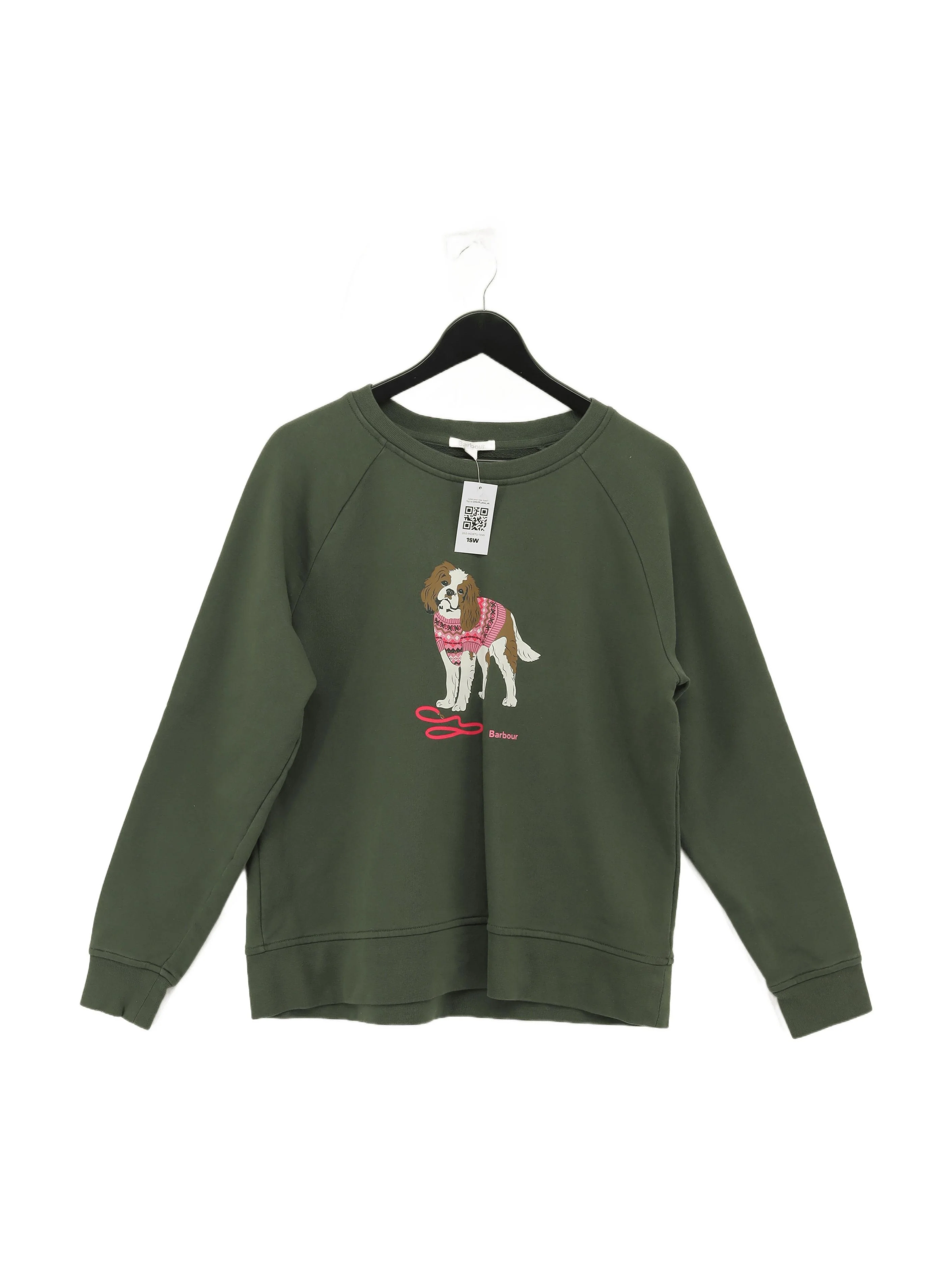 Barbour Women's Jumper UK 12 Green Cotton with Elastane Pullover