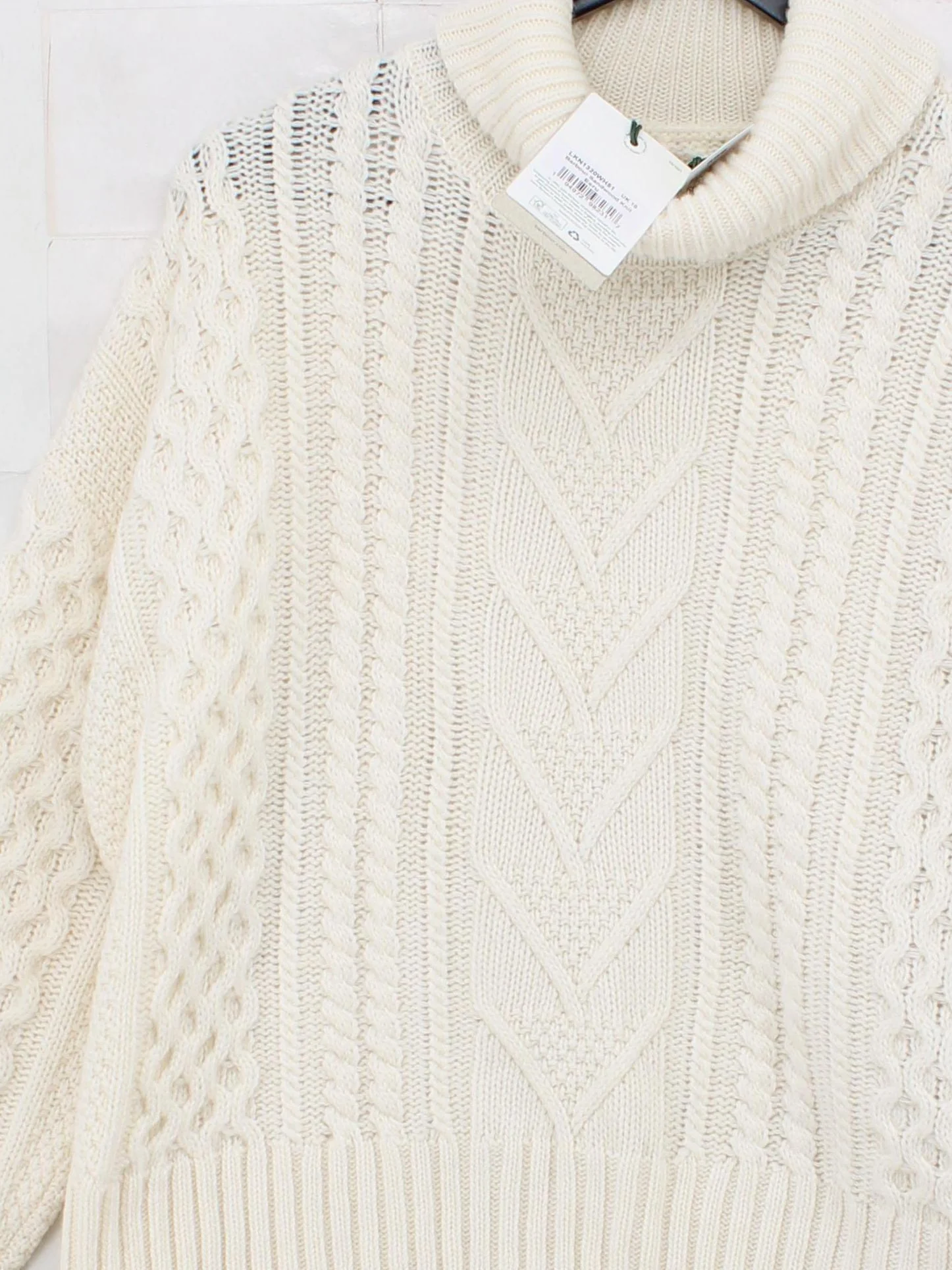Barbour Women's Jumper UK 8 Cream Wool with Polyamide Pullover New with tags - Image 3