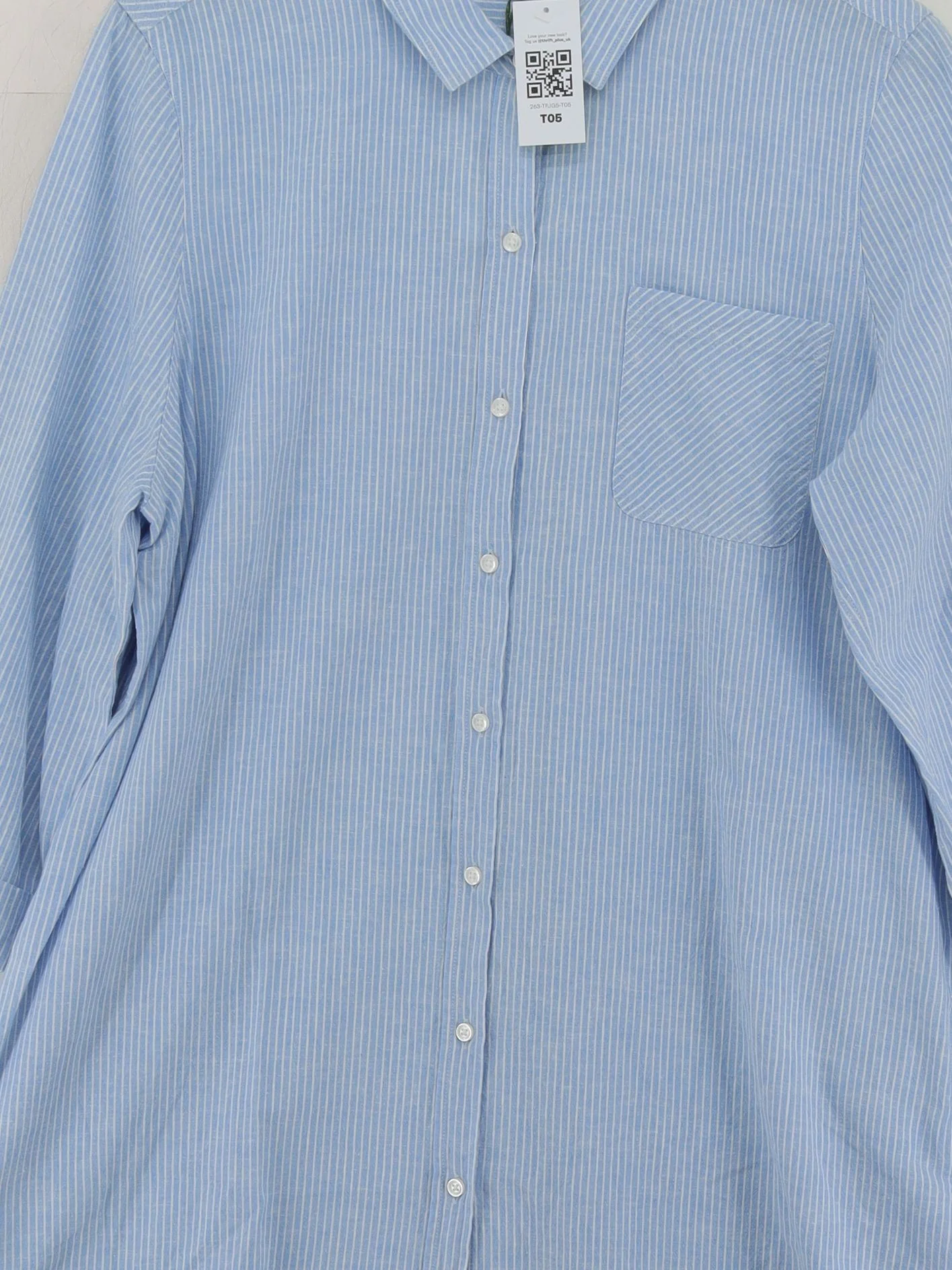 Barbour Women's Shirt UK 18 Blue Cotton with Linen Basic New with tags - Image 3