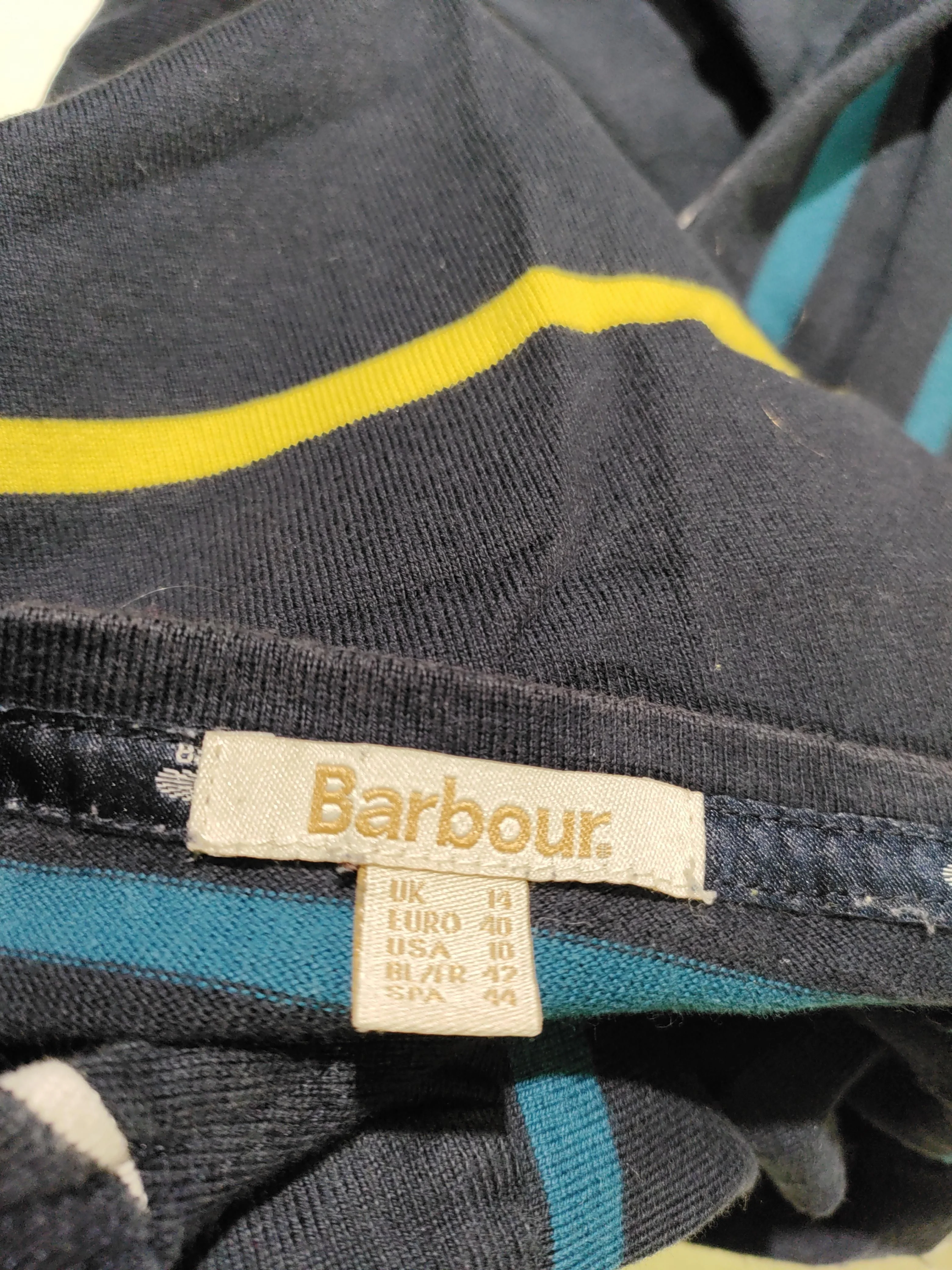 Barbour Women's Top UK 14 Blue Striped 100% Cotton Long Sleeve Round Neck Basic - Image 6