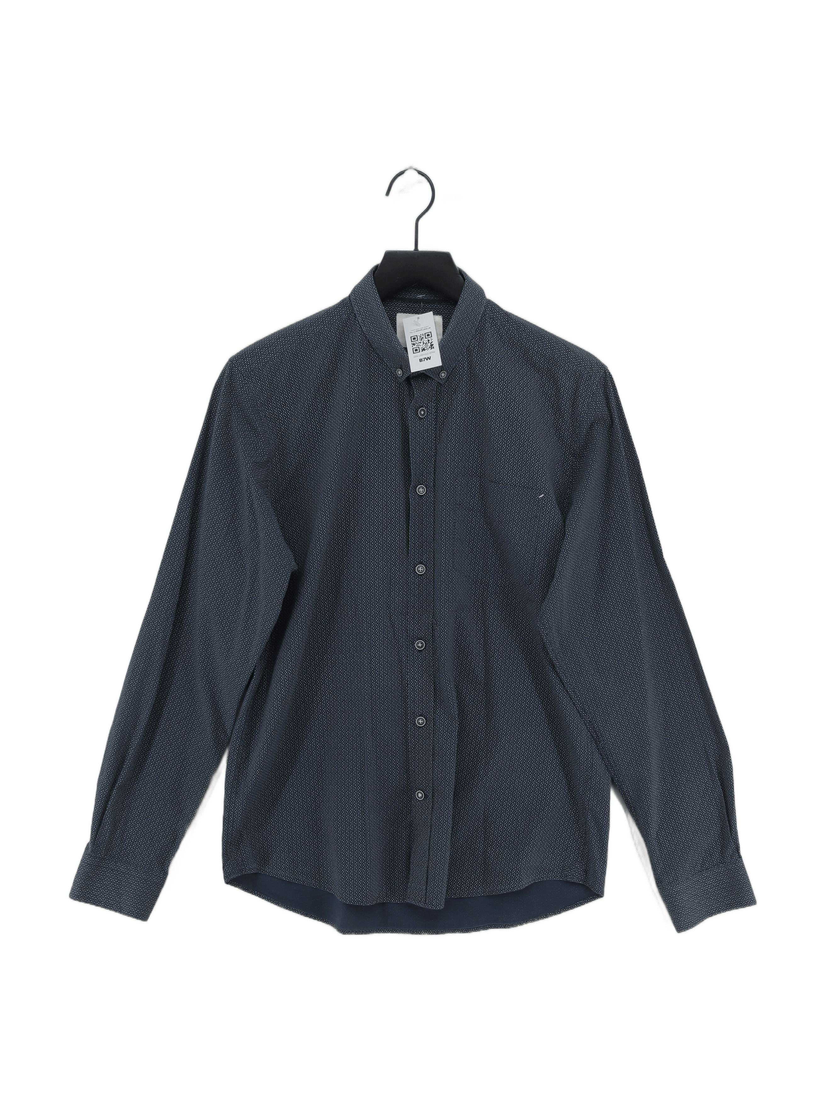 Barkers Men's Shirt M Blue Polkadot 100% Cotton Basic