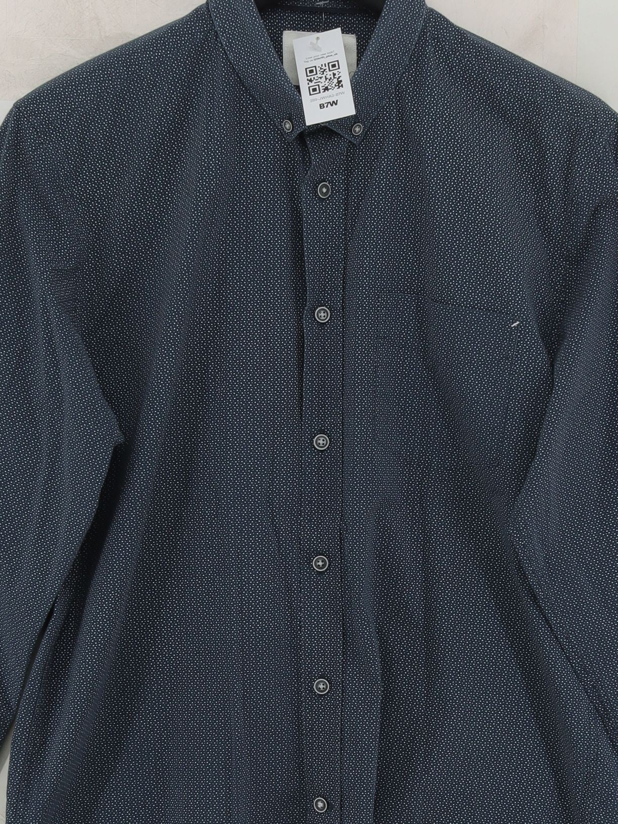 Barkers Men's Shirt M Blue Polkadot 100% Cotton Basic - Image 3