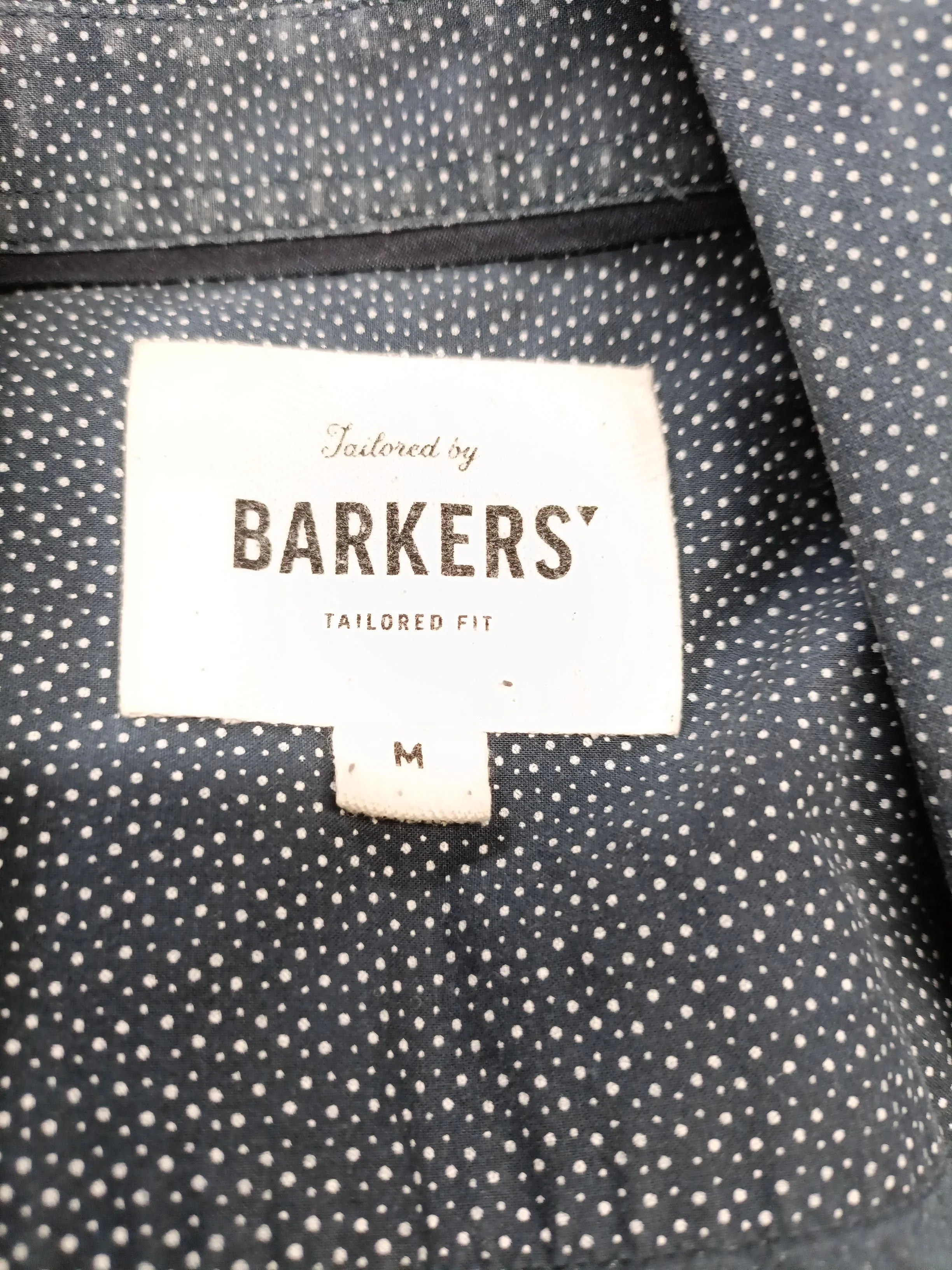 Barkers Men's Shirt M Blue Polkadot 100% Cotton Basic - Image 5