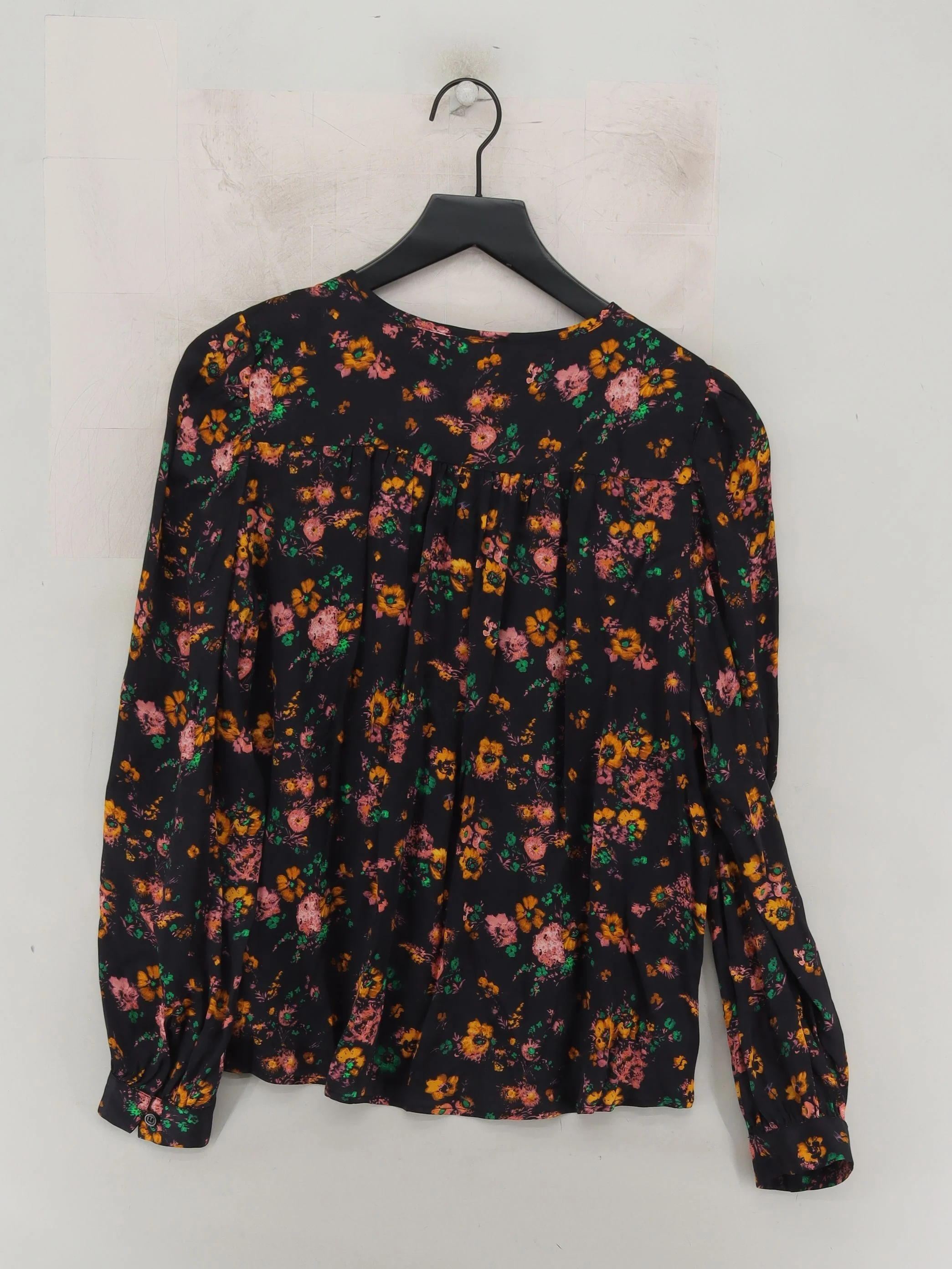 Baukjen Women's Blouse M Black Floral 100% Viscose Long Sleeve Round Neck Basic - Image 2