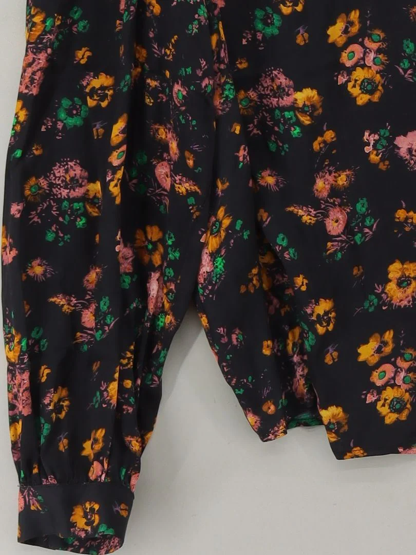 Baukjen Women's Blouse M Black Floral 100% Viscose Long Sleeve Round Neck Basic - Image 4