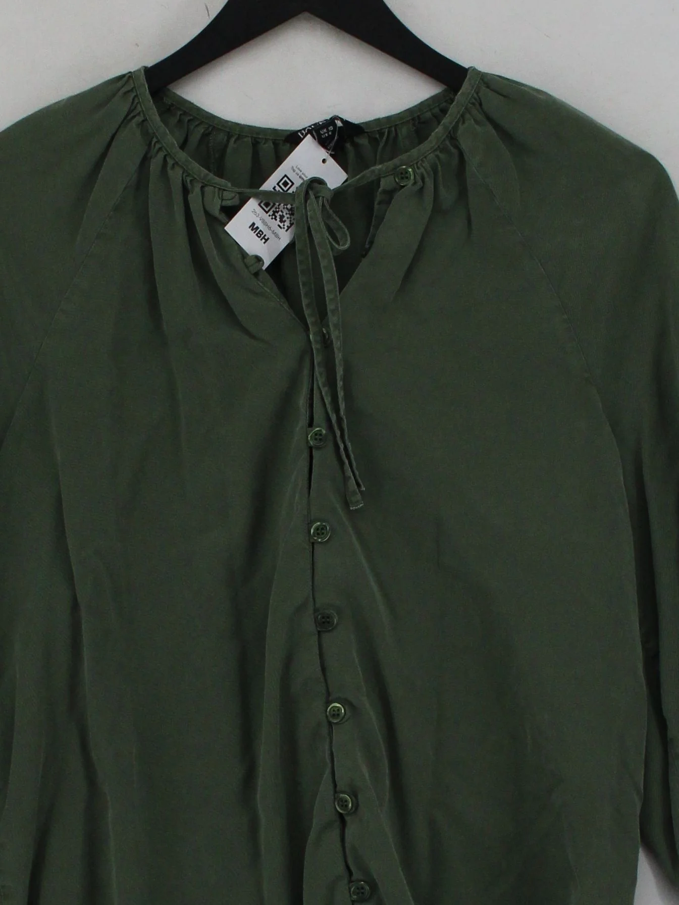 Baukjen Women's Blouse UK 10 Green 100% Lyocell Modal 3/4 Sleeve V-Neck Basic - Image 3