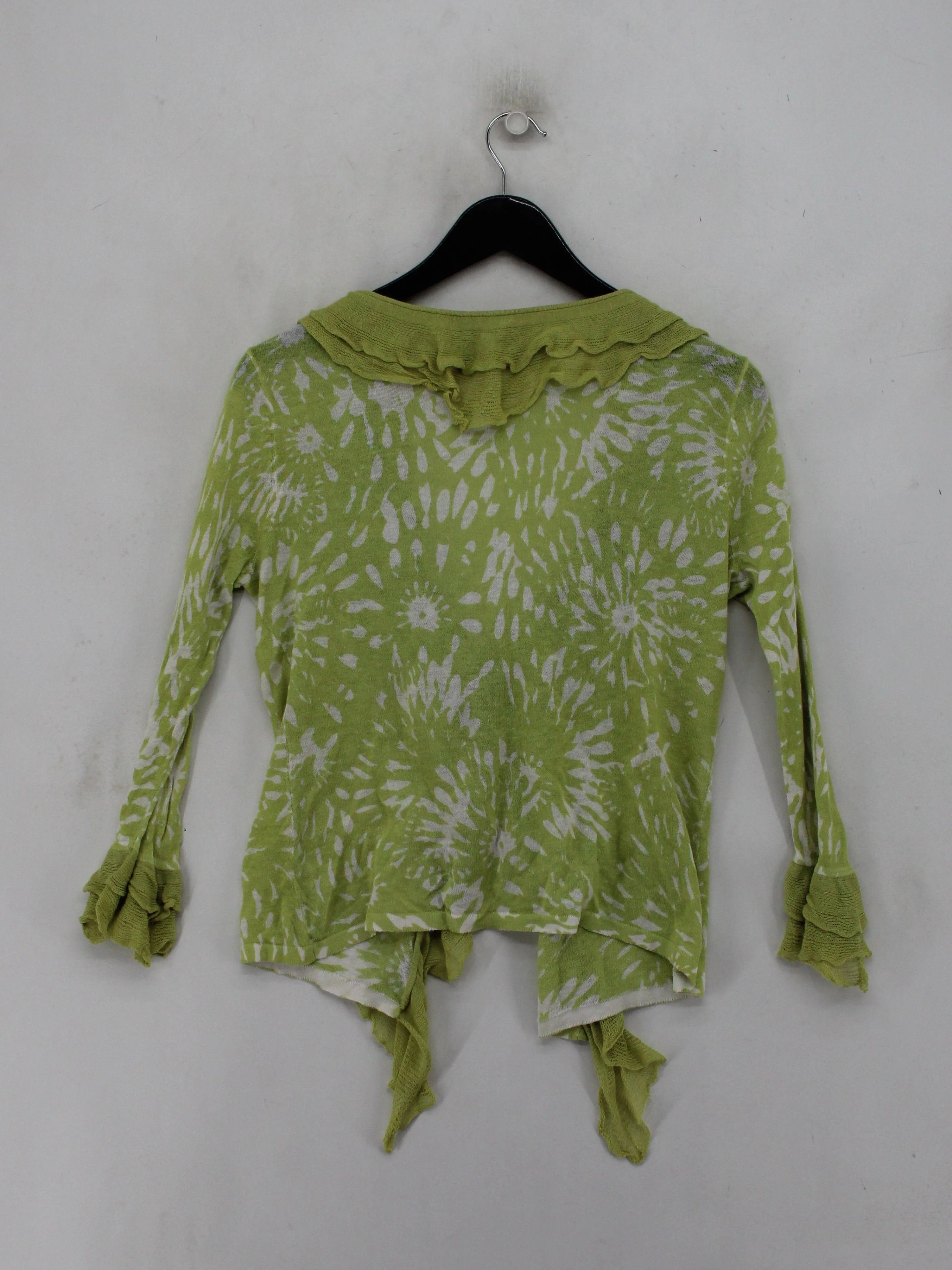 Baukjen Women's Cardigan UK 14 Green Graphic Linen with Cotton V-Neck Cardigan - Image 2