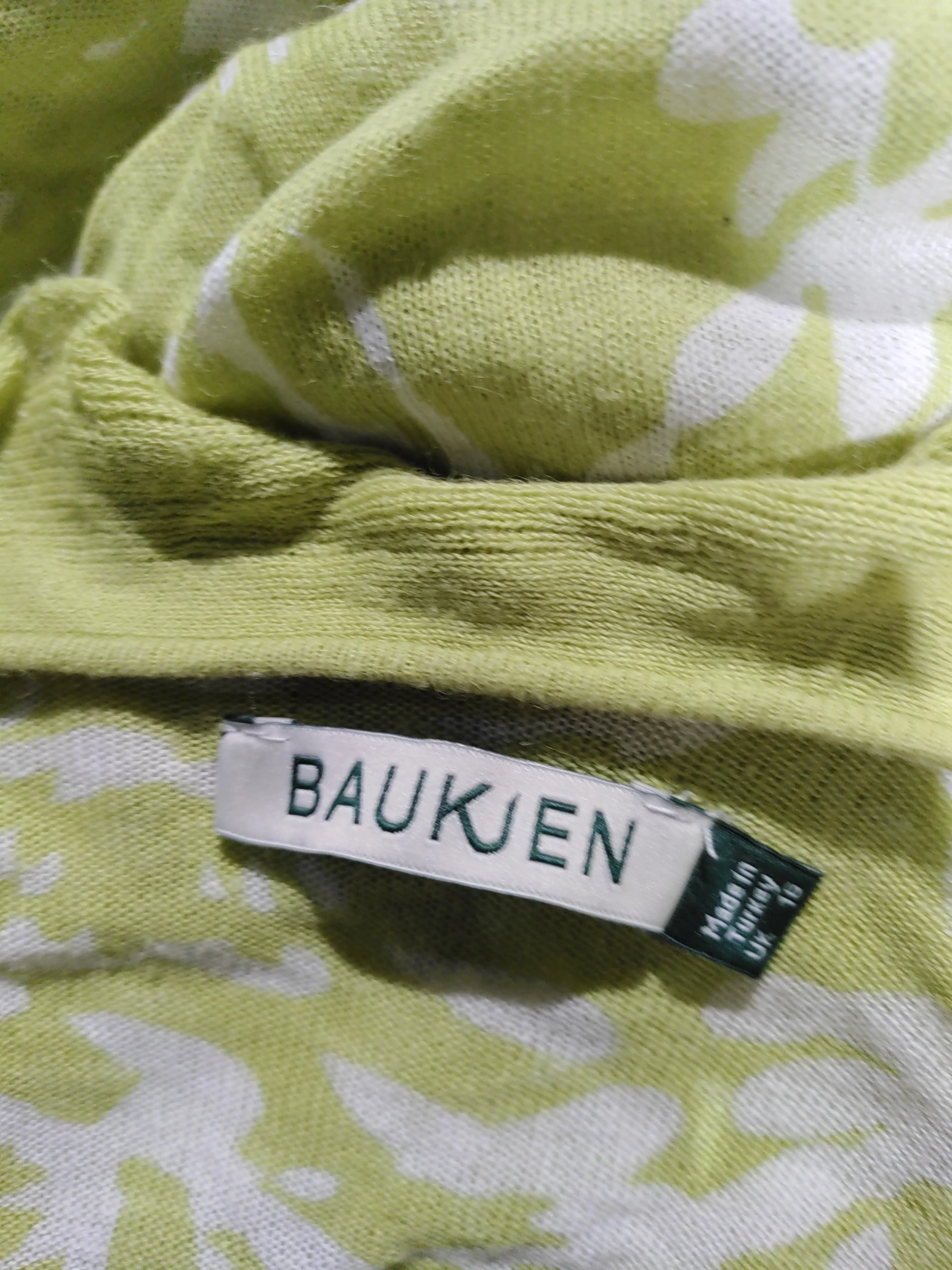 Baukjen Women's Cardigan UK 14 Green Graphic Linen with Cotton V-Neck Cardigan - Image 5