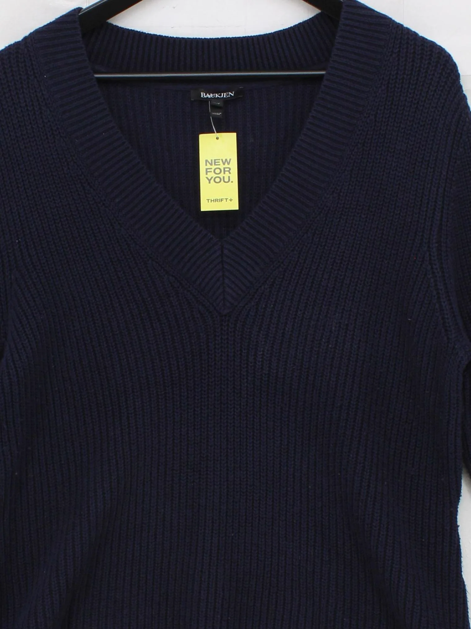Baukjen Women's Jumper UK 12 Blue Cotton with Nylon V-Neck Pullover - Image 3