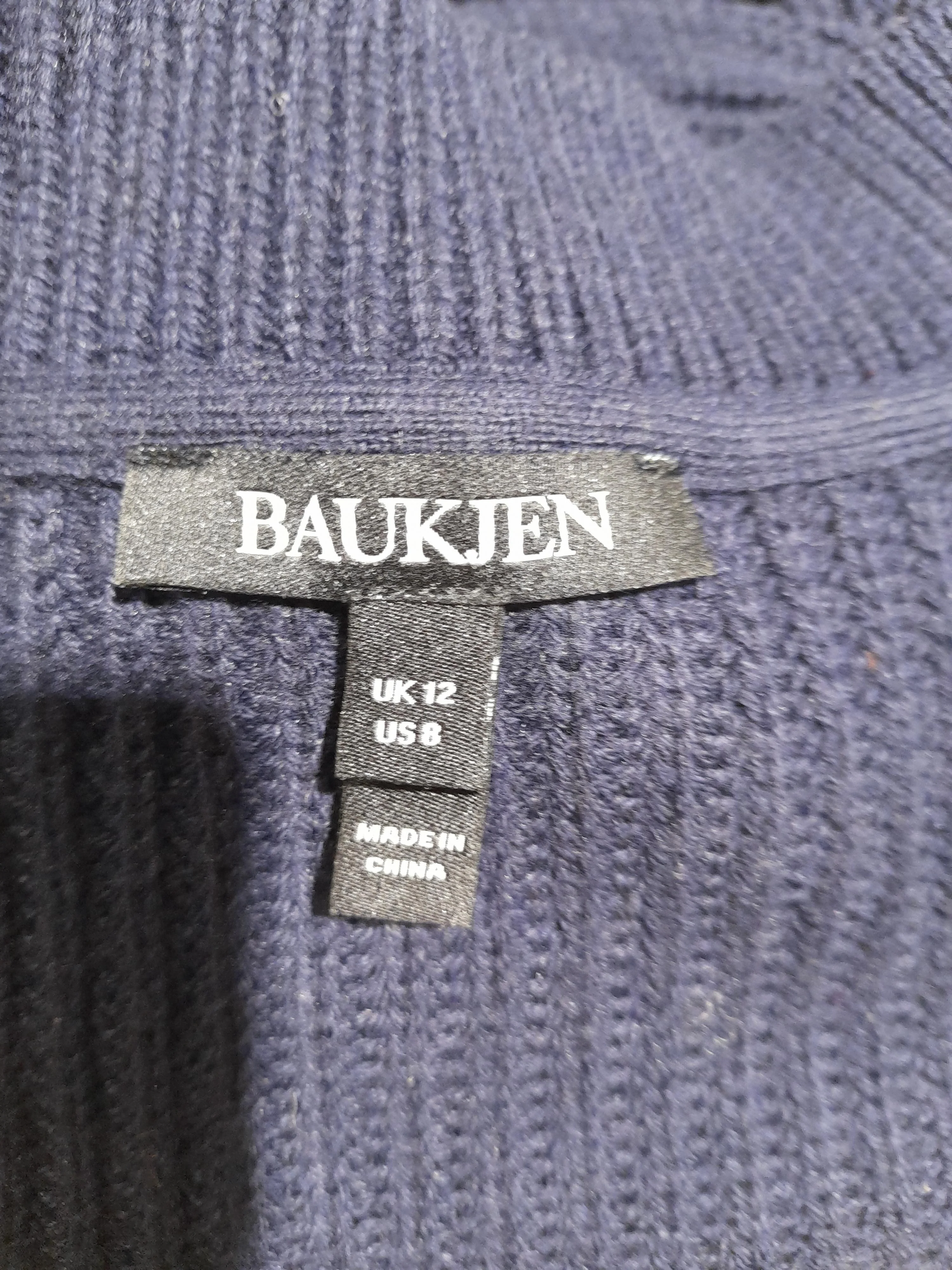 Baukjen Women's Jumper UK 12 Blue Cotton with Nylon V-Neck Pullover - Image 6