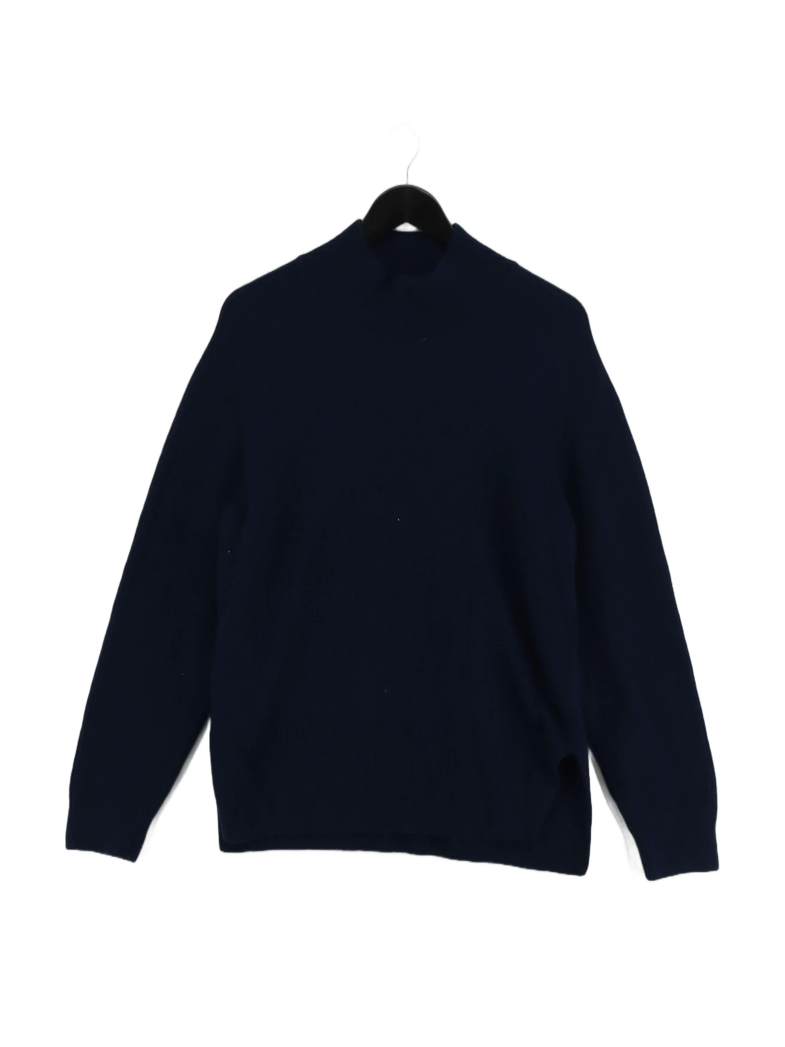 Baukjen Women's Jumper UK 14 Blue 100% Wool Mock Neck Pullover