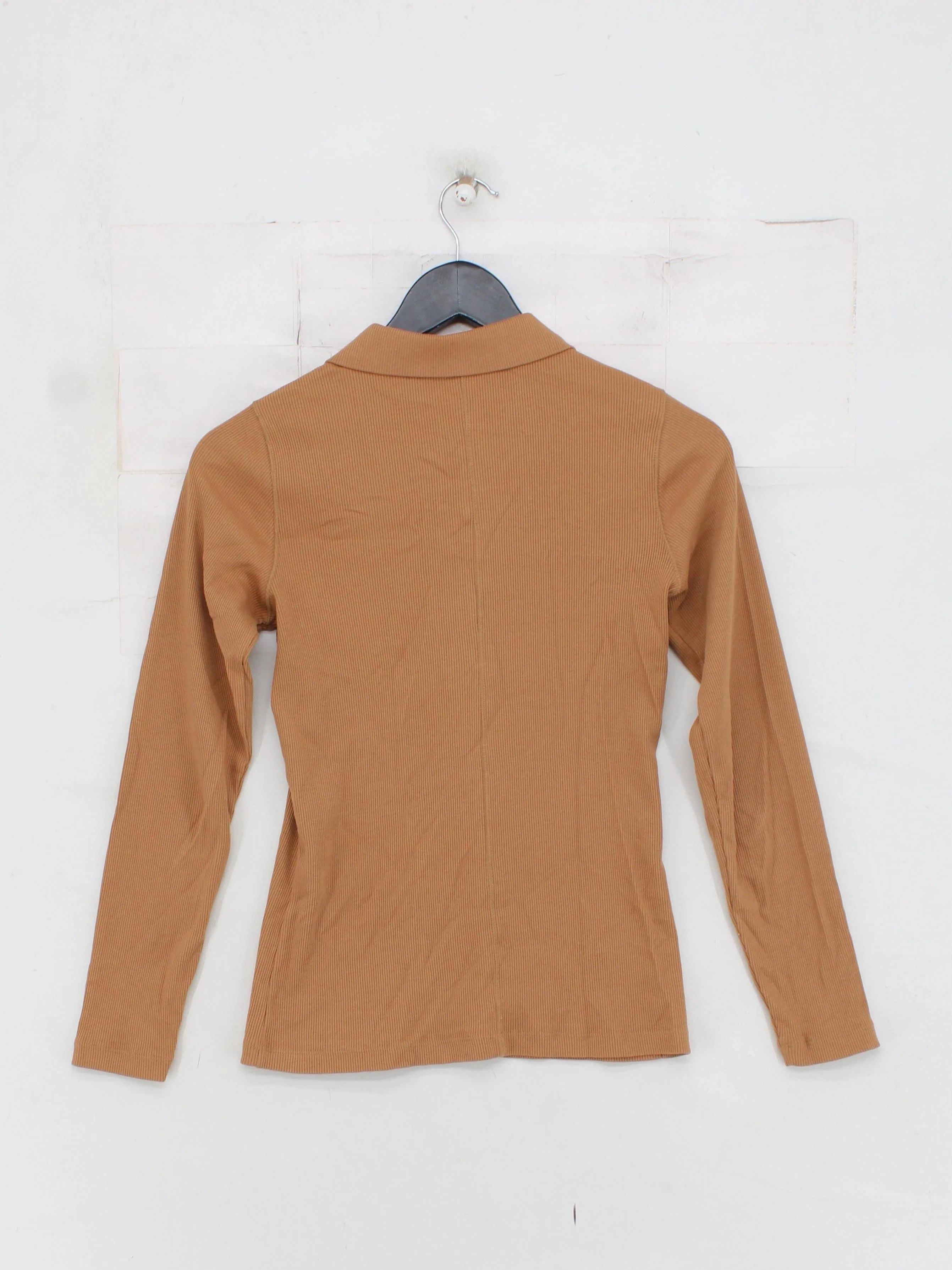 Baukjen Women's Polo UK 6 Tan 100% Cotton Long Sleeve Collared Basic - Image 2