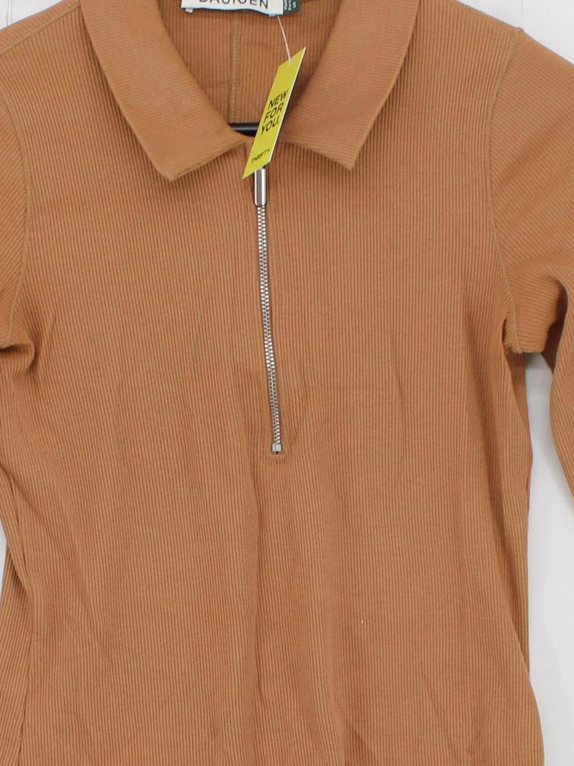 Baukjen Women's Polo UK 6 Tan 100% Cotton Long Sleeve Collared Basic - Image 3