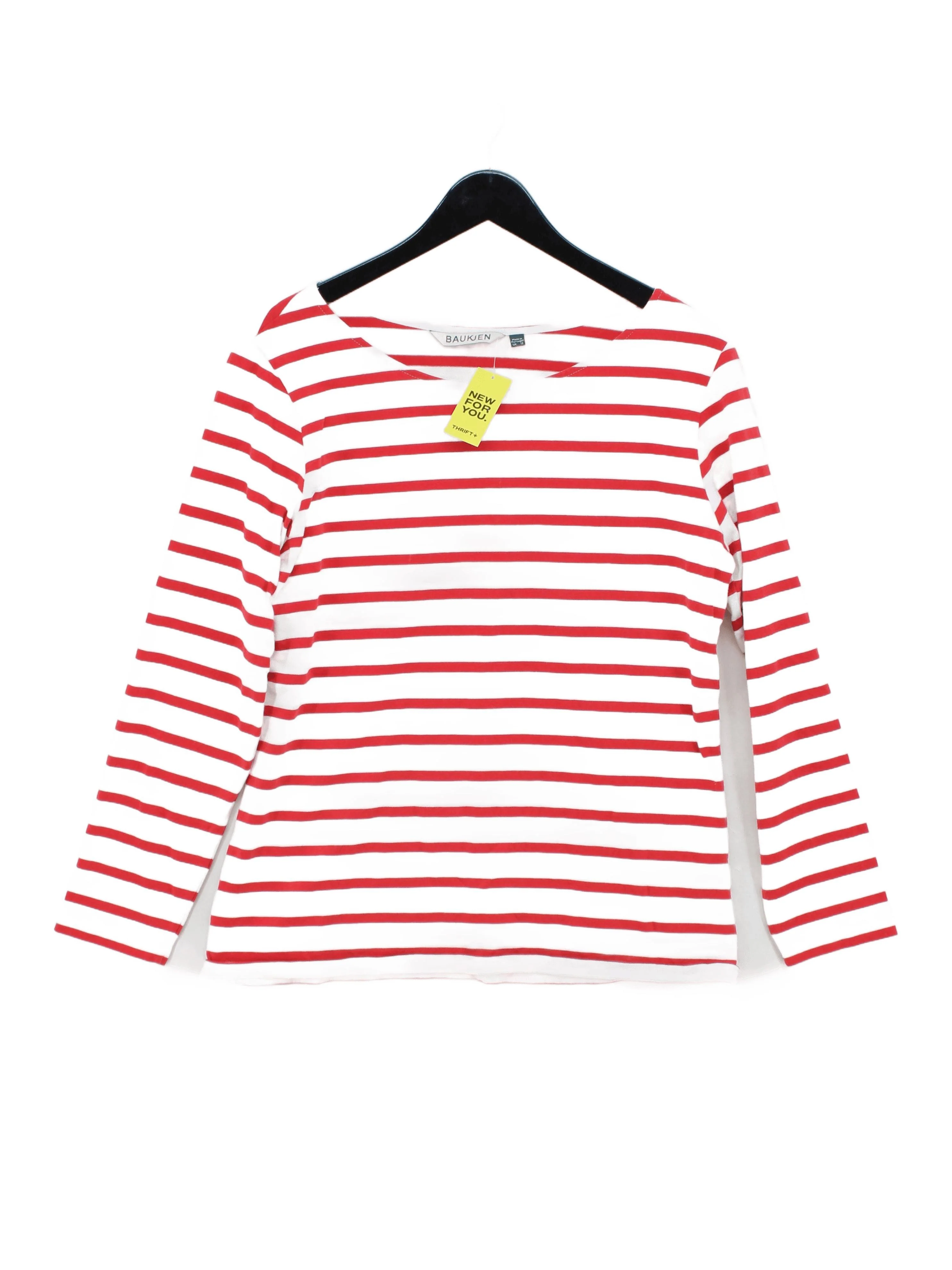 Baukjen Women's T-Shirt M Red Striped 100% Cotton Short Sleeve Round Neck Basic