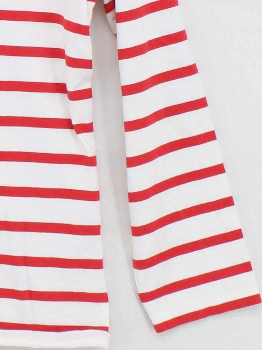 Baukjen Women's T-Shirt M Red Striped 100% Cotton Short Sleeve Round Neck Basic - Image 4