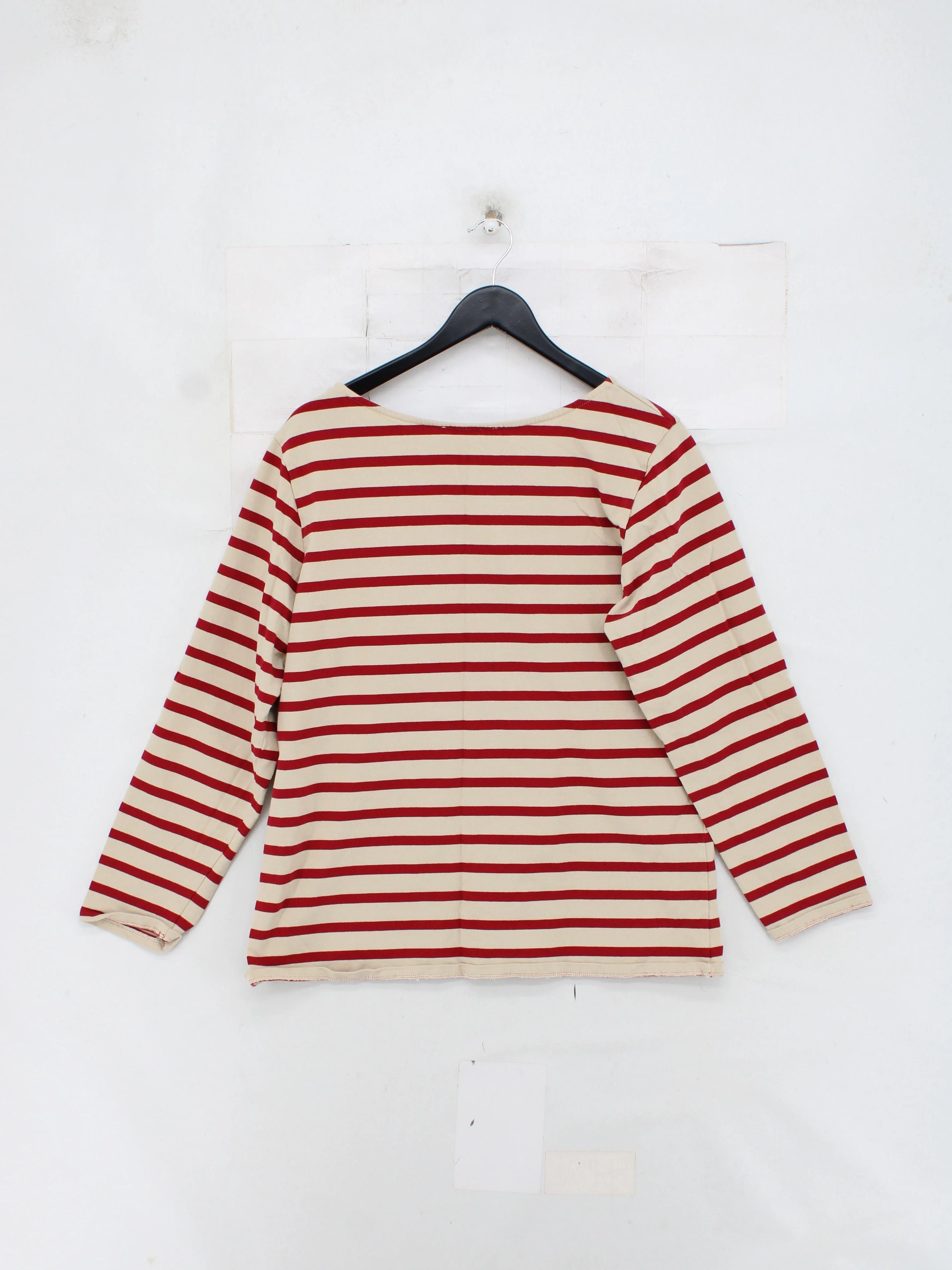 Baukjen Women's Top M Red Striped 100% Cotton Long Sleeve Round Neck Basic - Image 2