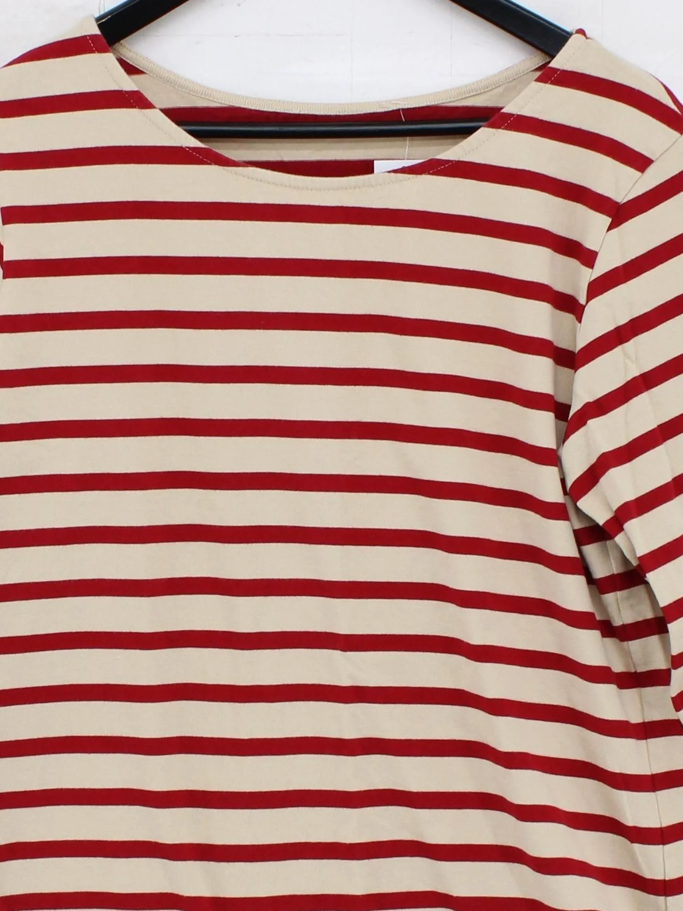Baukjen Women's Top M Red Striped 100% Cotton Long Sleeve Round Neck Basic - Image 3