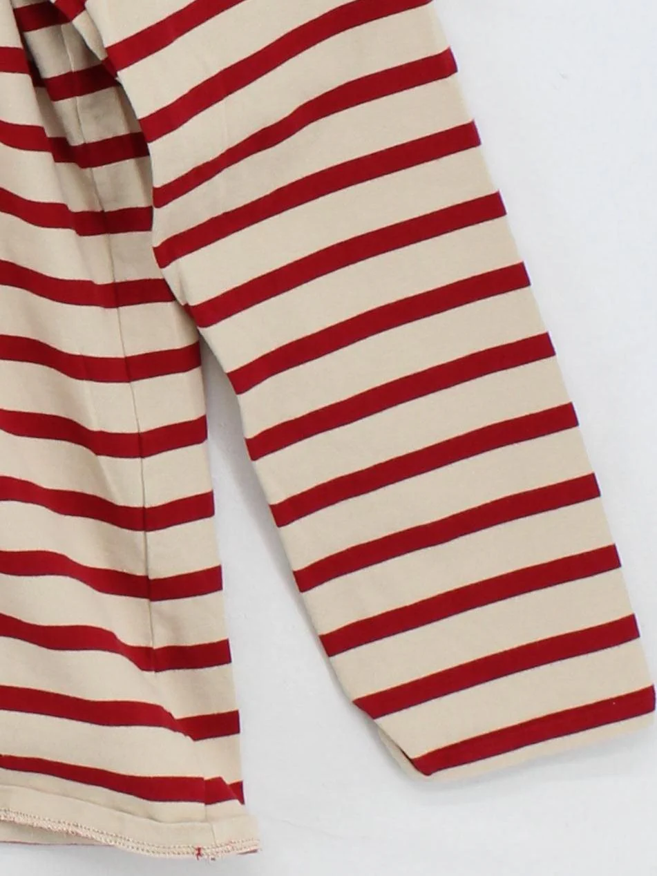 Baukjen Women's Top M Red Striped 100% Cotton Long Sleeve Round Neck Basic - Image 4
