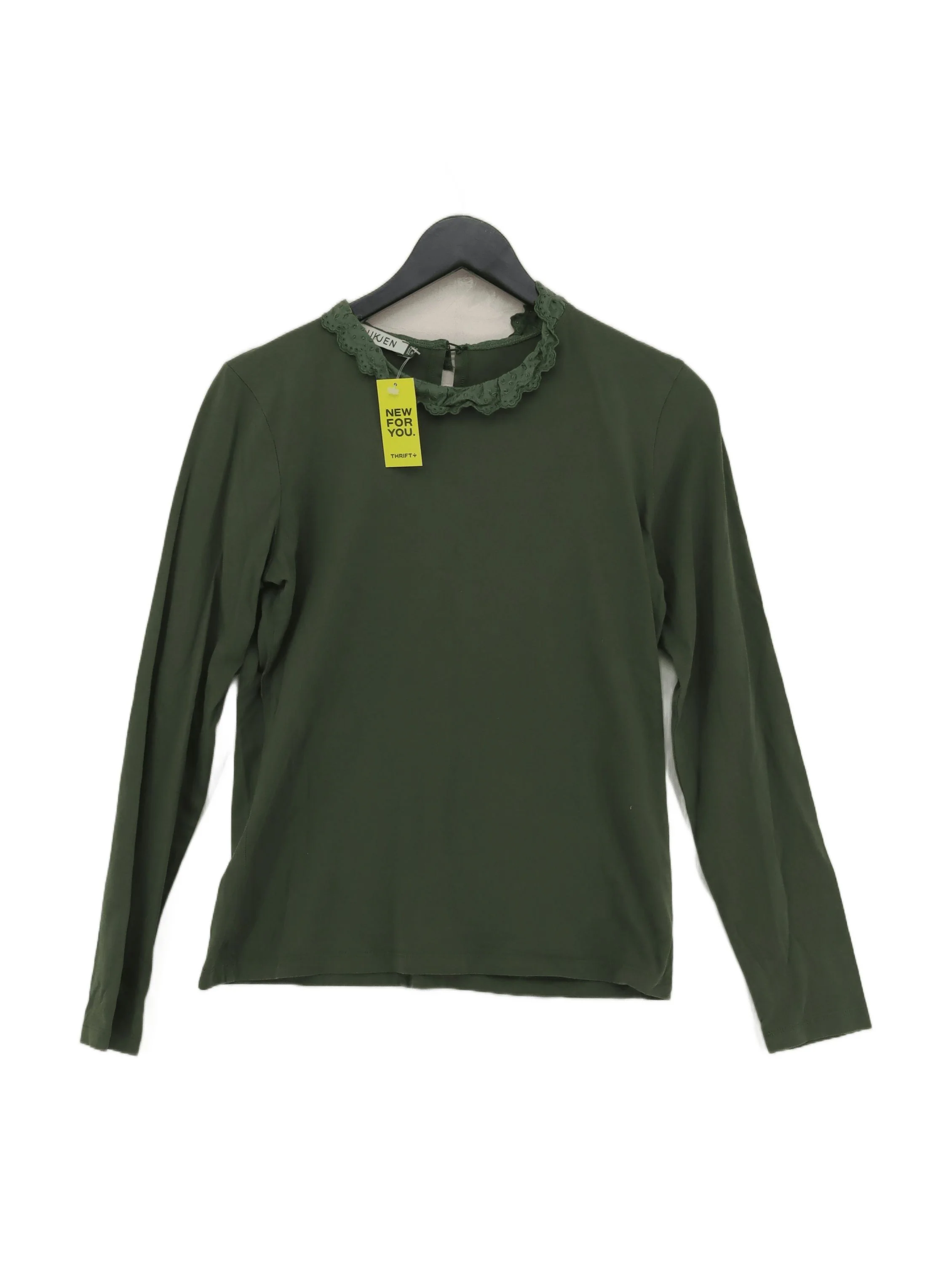 Baukjen Women's Top S Green 100% Cotton Long Sleeve Mock Neck Basic