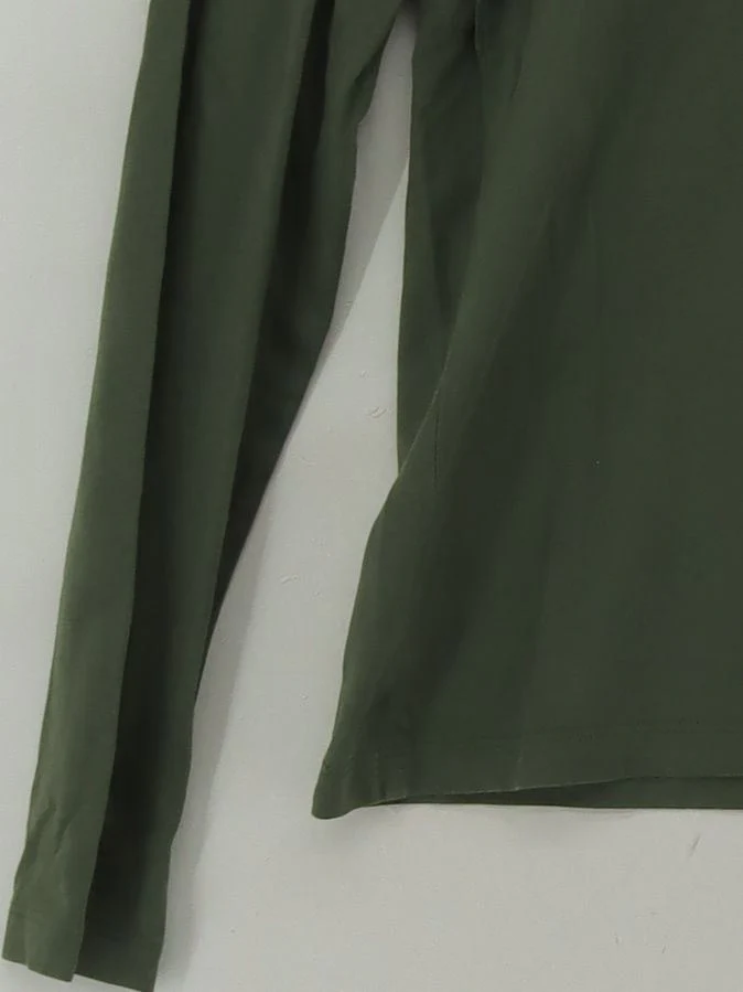 Baukjen Women's Top S Green 100% Cotton Long Sleeve Mock Neck Basic - Image 4