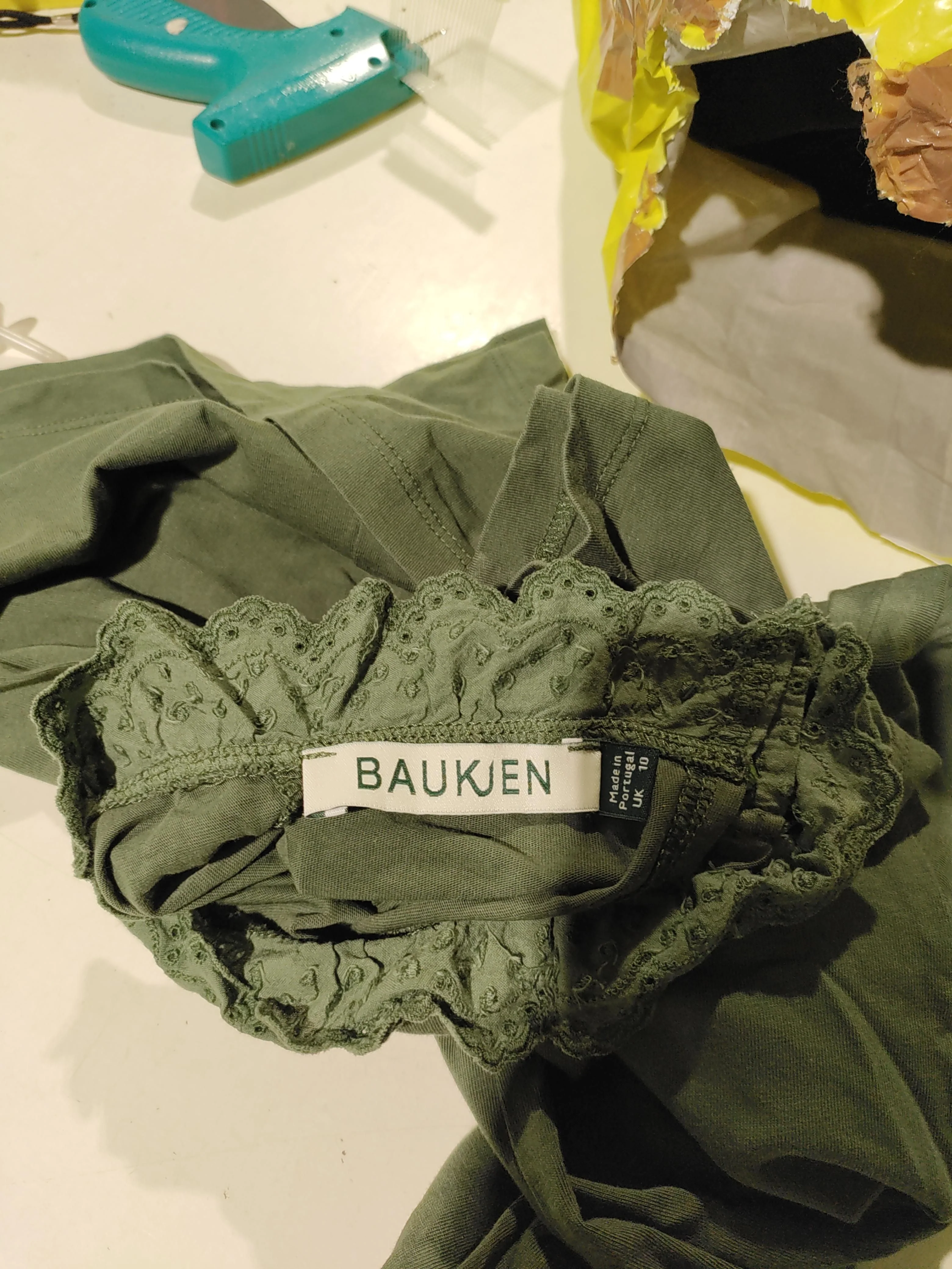Baukjen Women's Top S Green 100% Cotton Long Sleeve Mock Neck Basic - Image 5