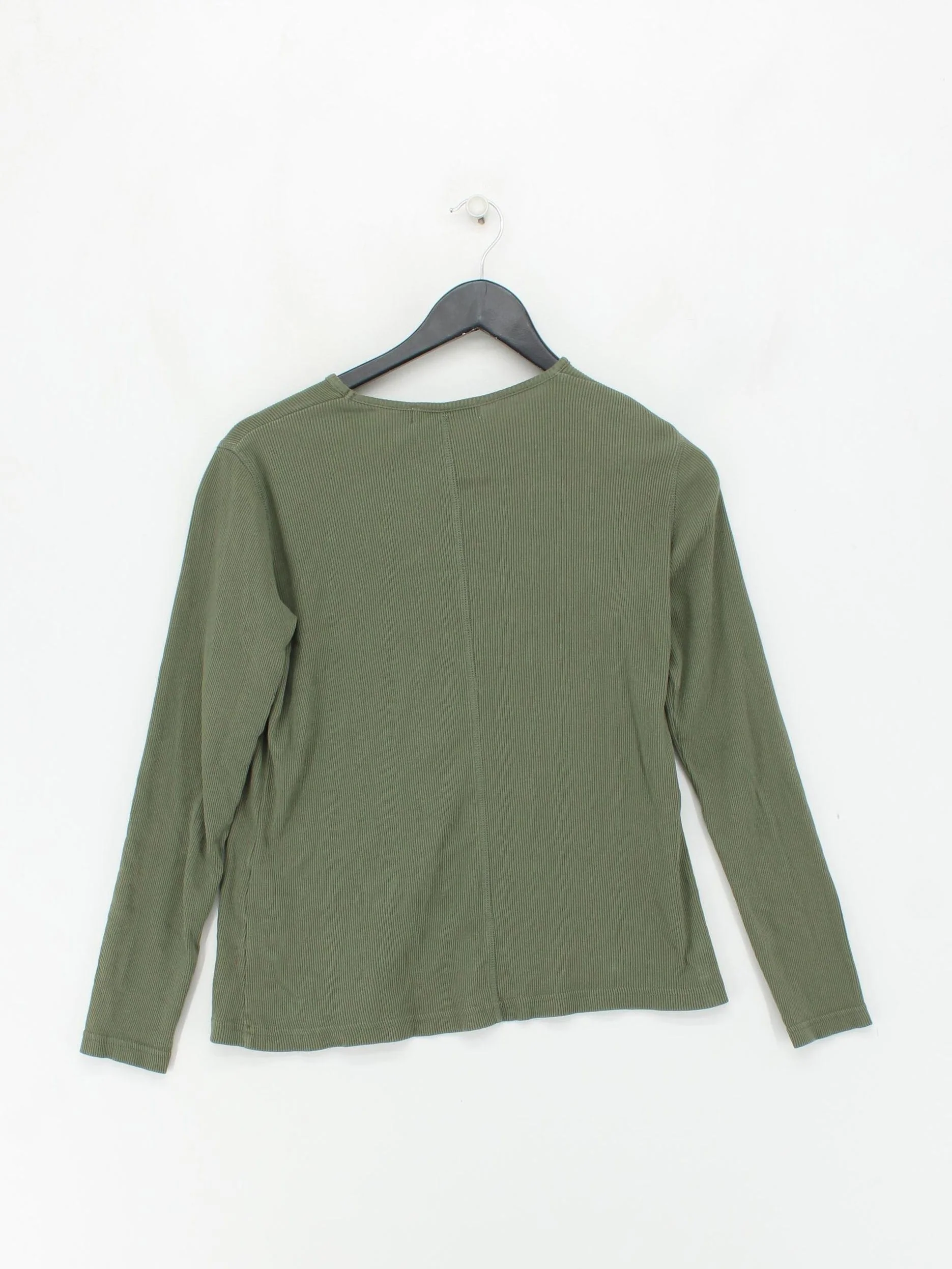 Baukjen Women's Top UK 10 Green 100% Cotton Long Sleeve Round Neck Basic - Image 2