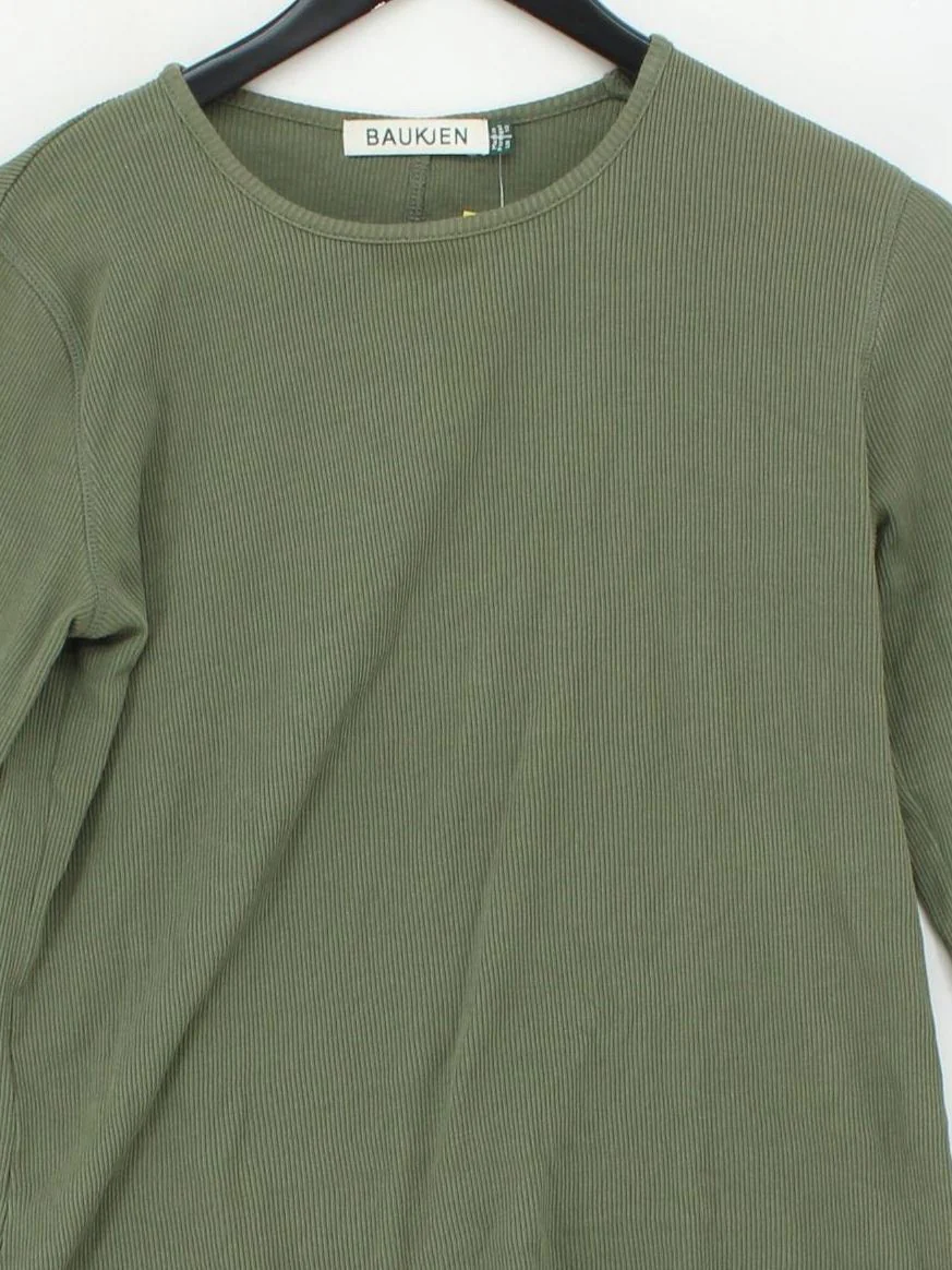Baukjen Women's Top UK 10 Green 100% Cotton Long Sleeve Round Neck Basic - Image 3