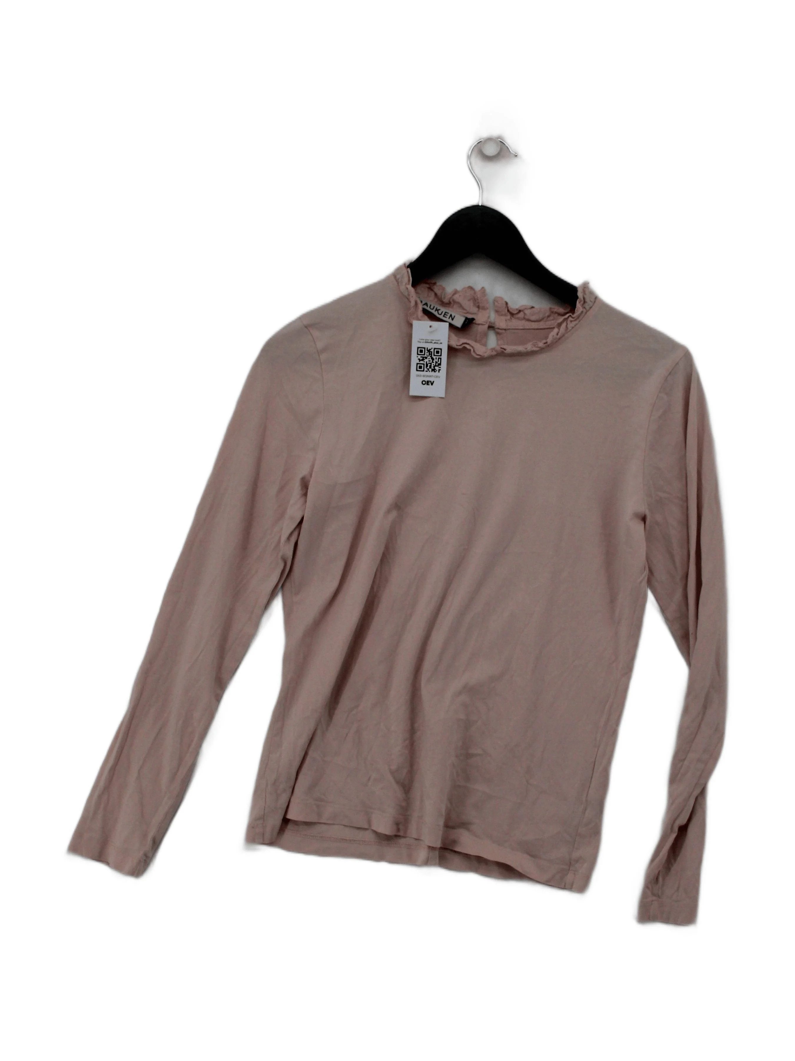 Baukjen Women's Top UK 10 Pink 100% Cotton Long Sleeve Round Neck Basic