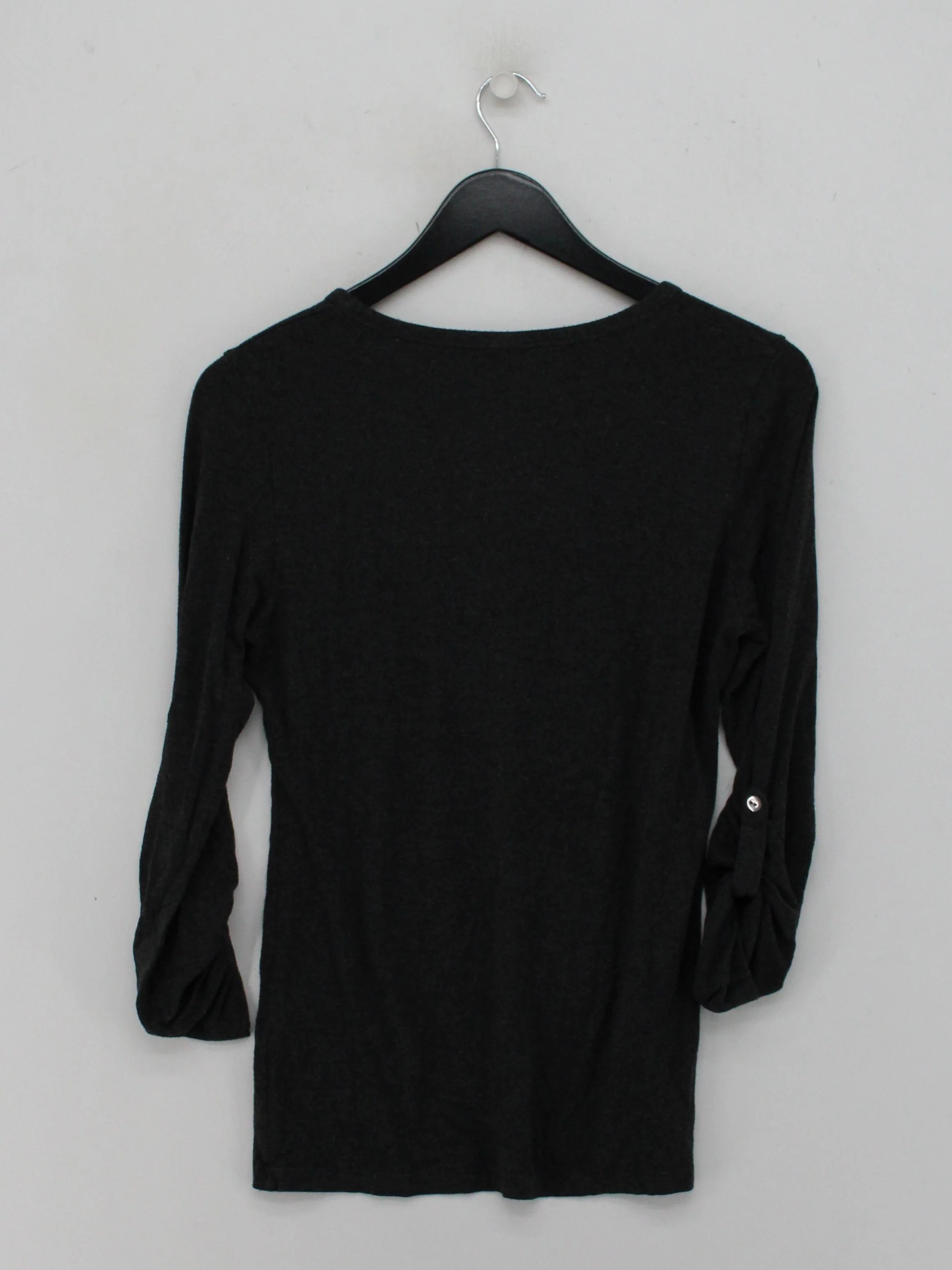 Baukjen Women's Top UK 14 Grey Viscose with Elastane 3/4 Sleeve V-Neck Basic - Image 2