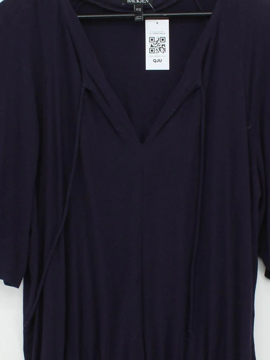 Baukjen Women's Top UK 16 Purple Viscose with Elastane Short Sleeve V-Neck Basic - Image 3