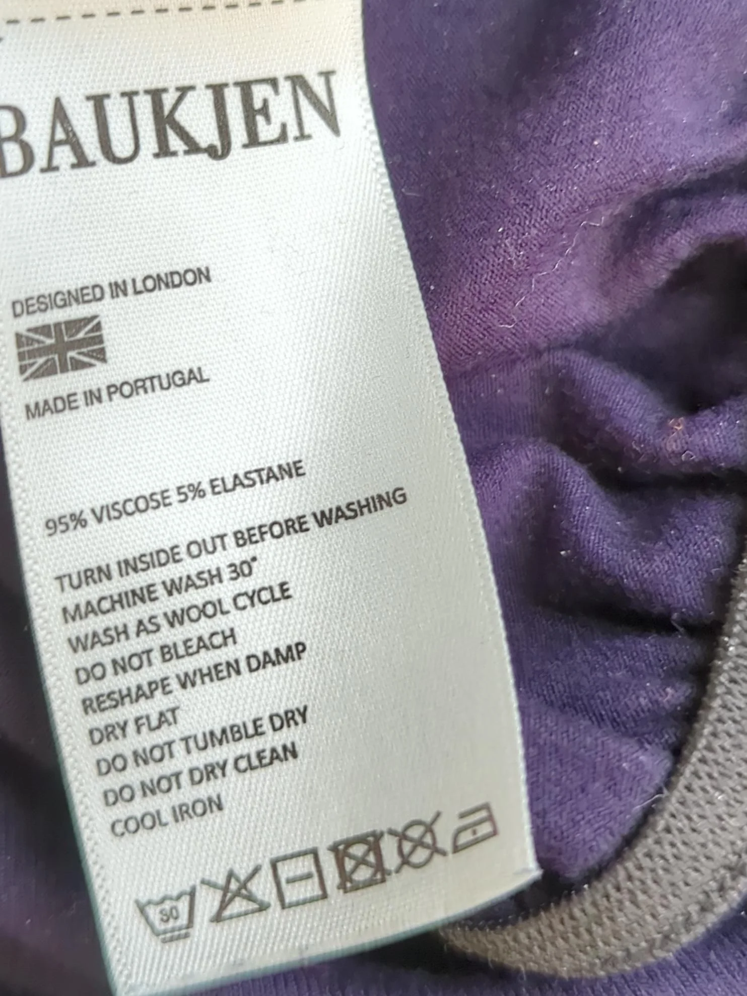 Baukjen Women's Top UK 16 Purple Viscose with Elastane Short Sleeve V-Neck Basic - Image 6