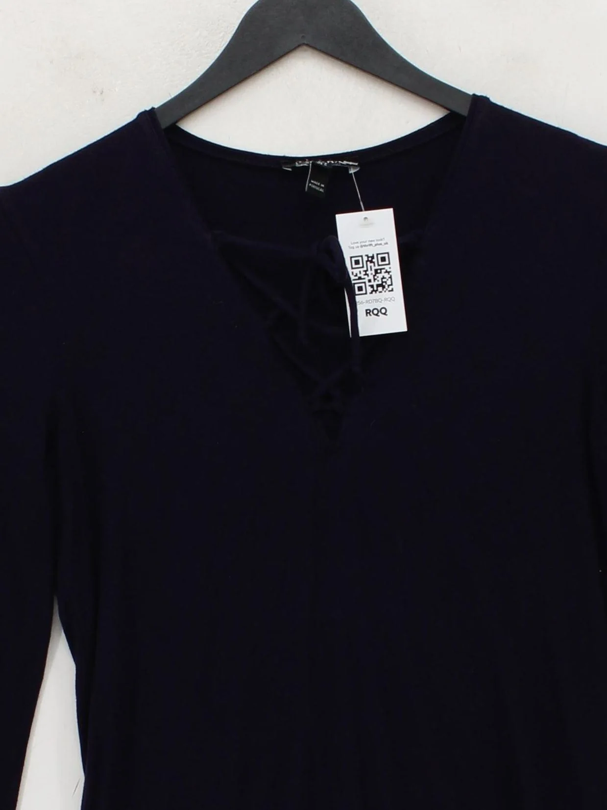 Baukjen Women's Top UK 8 Blue Viscose with Elastane Long Sleeve V-Neck Basic - Image 3