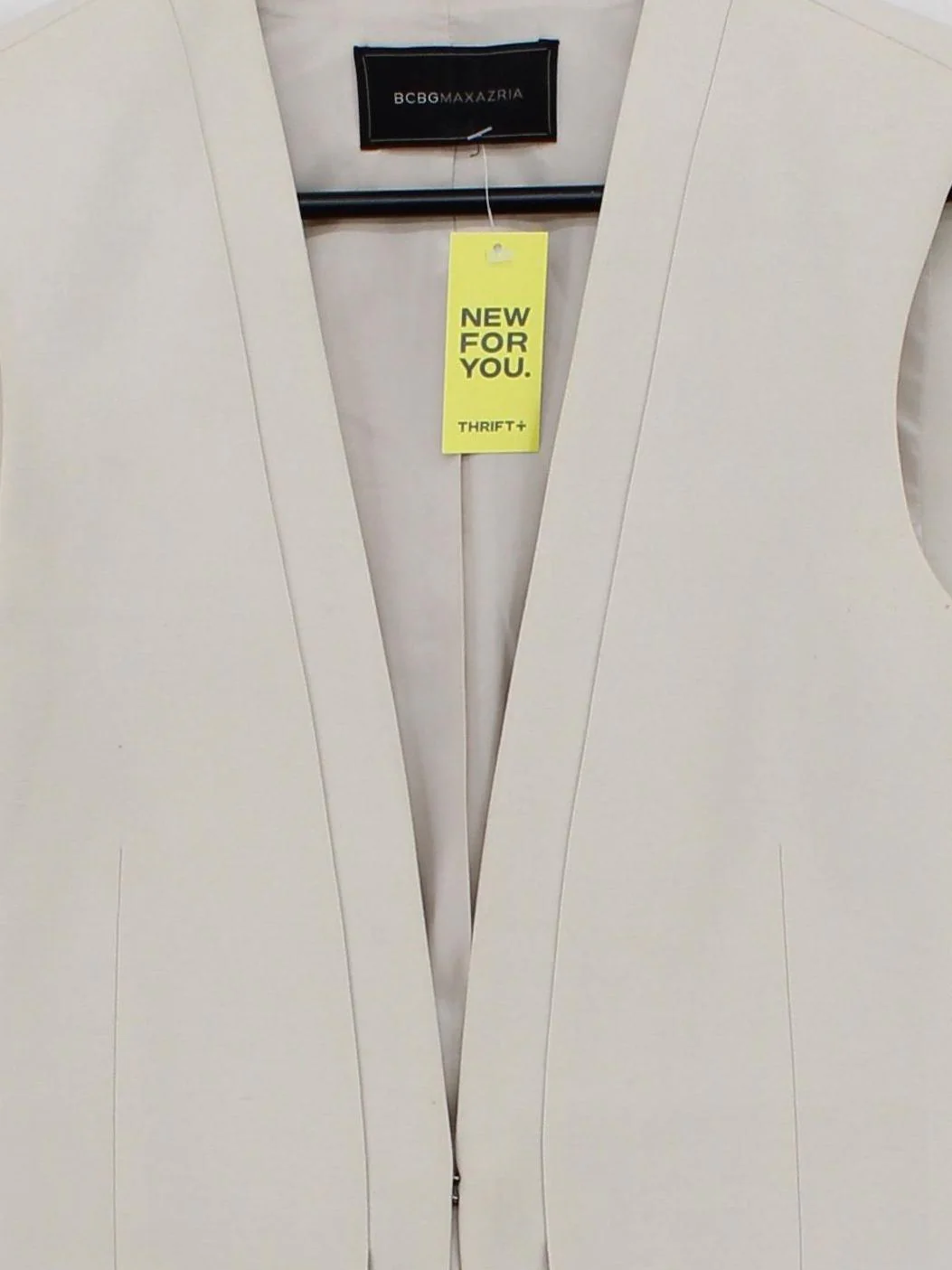 BCBGMAXAZRIA Women's Coat M Cream Polyester with Rayon, Spandex Overcoat - Image 3