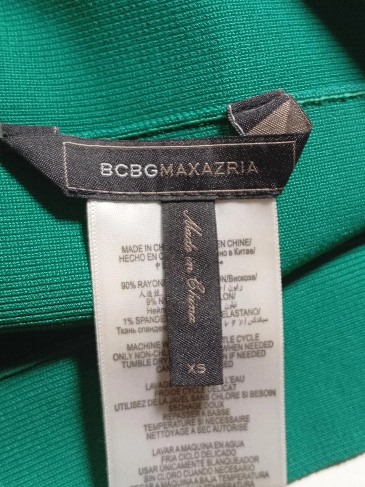 BCBGMAXAZRIA Women's Mini Skirt XS Green Rayon with Nylon, Spandex Short Mini - Image 5