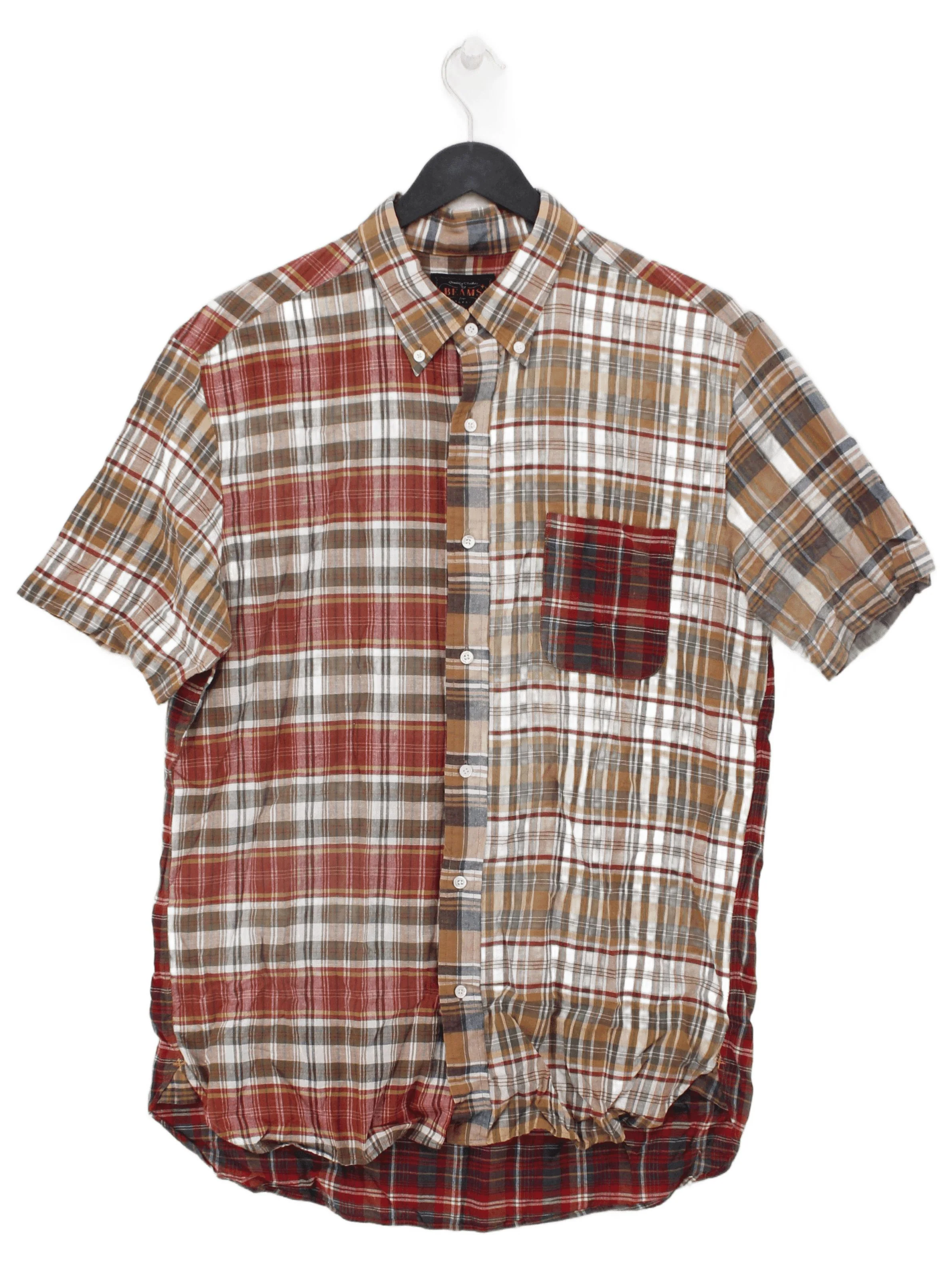 Beams Men's Shirt L Multi Checkered 100% Cotton Basic