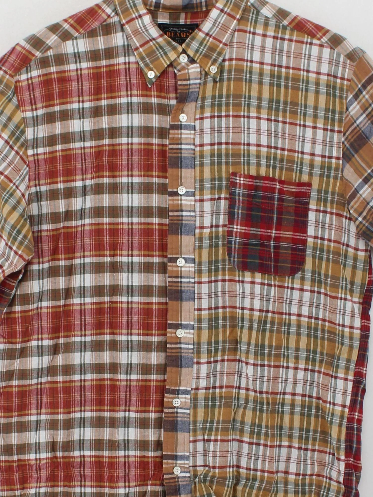 Beams Men's Shirt L Multi Checkered 100% Cotton Basic - Image 3