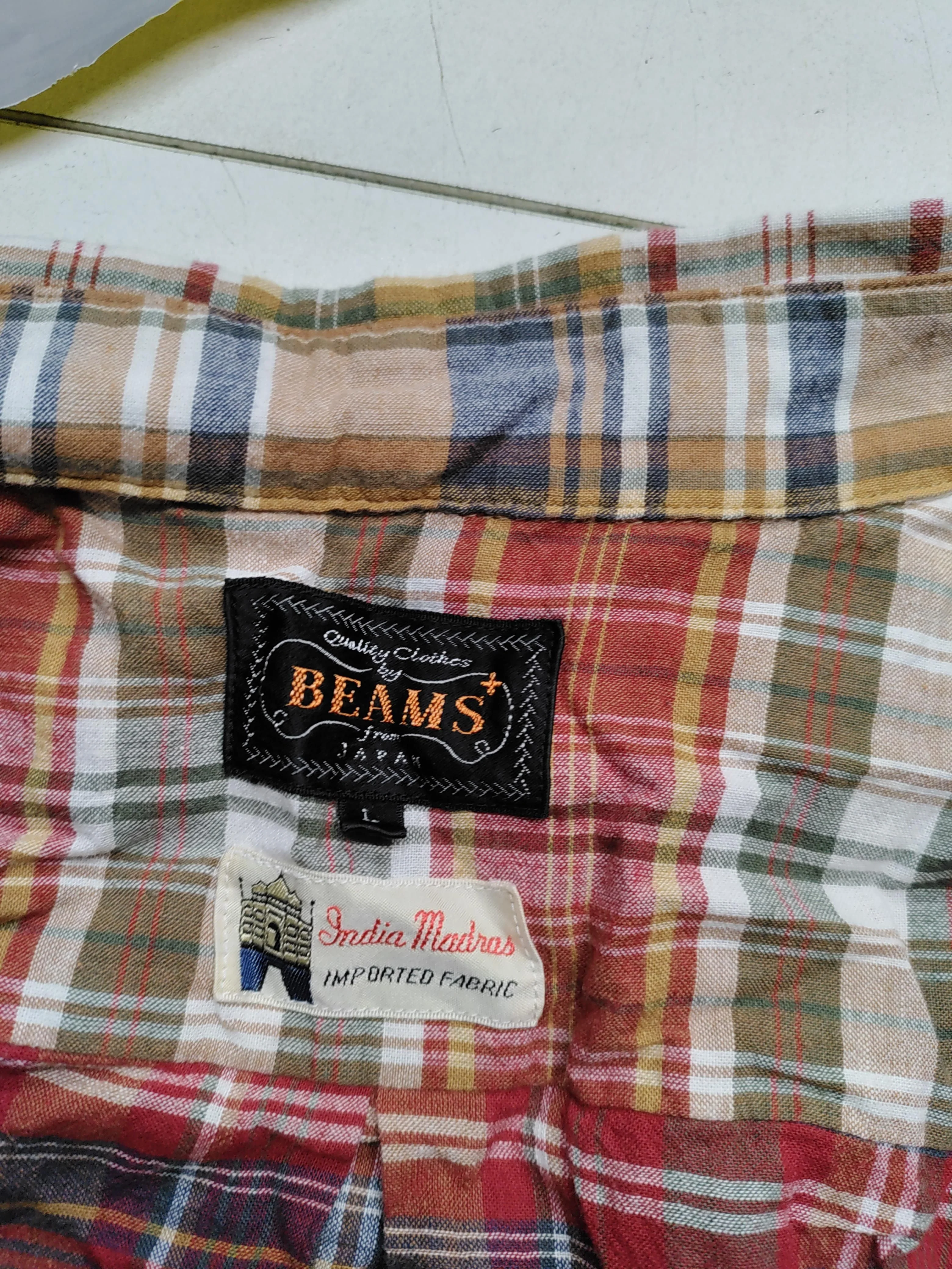 Beams Men's Shirt L Multi Checkered 100% Cotton Basic - Image 5