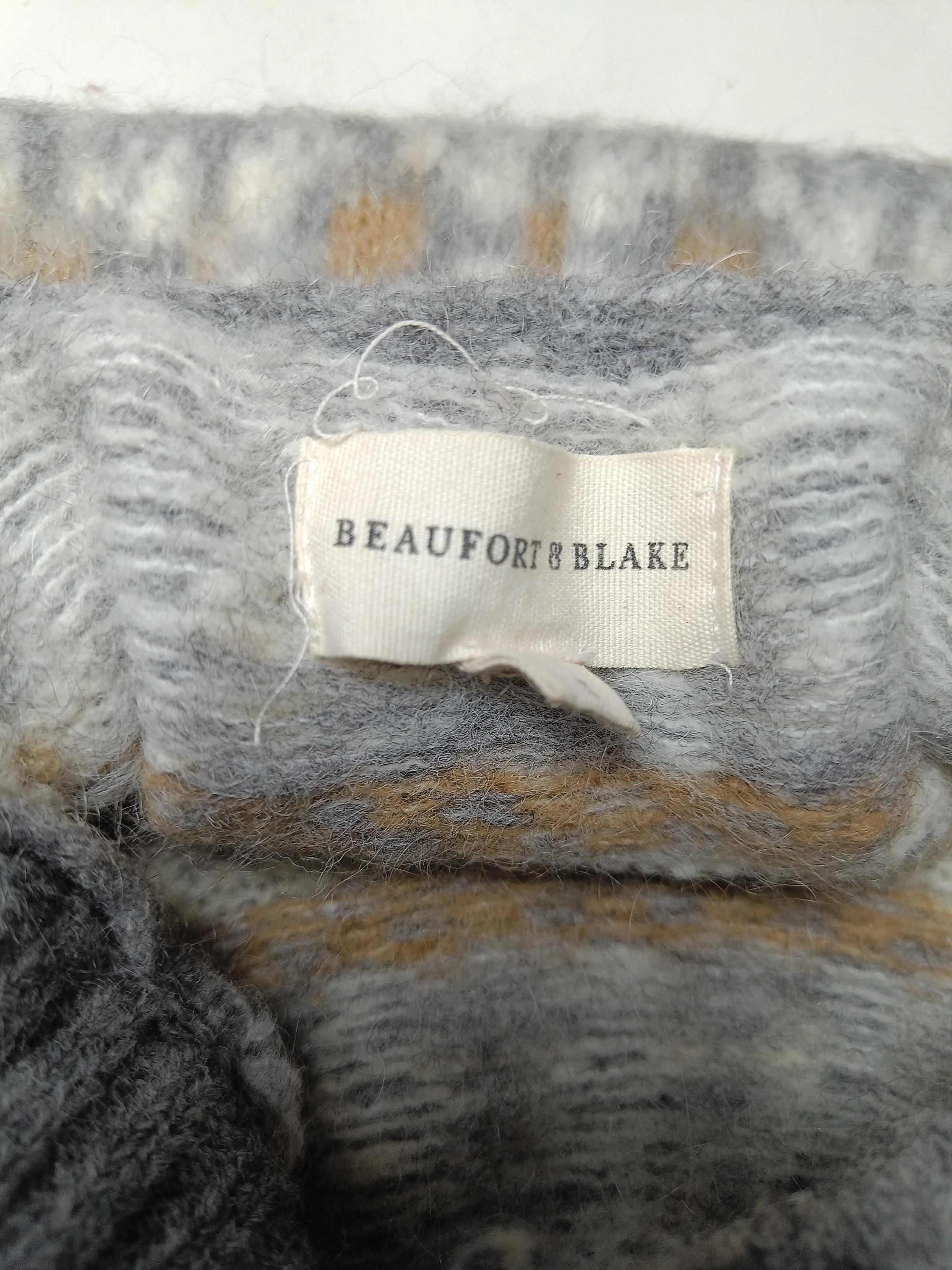 Beaufort & Blake Men's Jumper S Grey Wool with Nylon, Elastane Pullover - Image 5